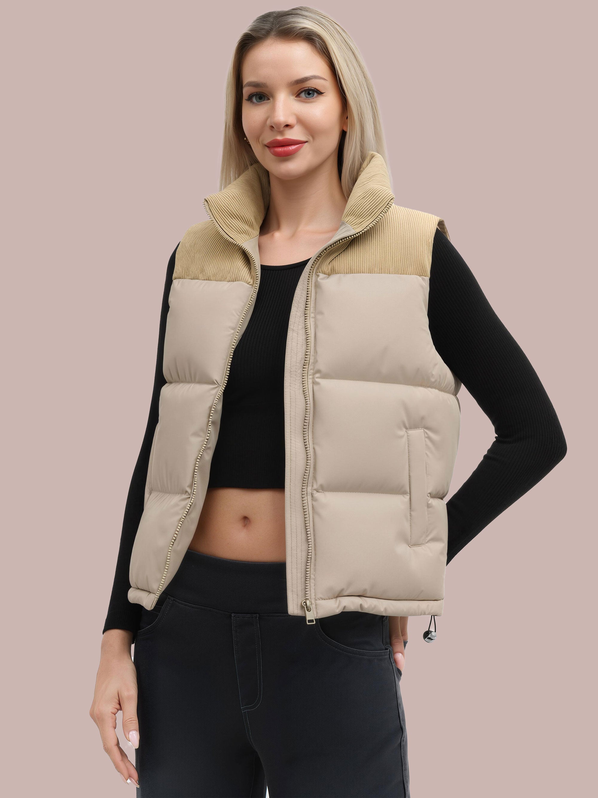 SHOWITTY Women’s Thickened Stand Collar Vest - C Warm Cotton-Padded Puffer Waistcoat for Fall & Winter, Windproof Casual Layering Outerwear
