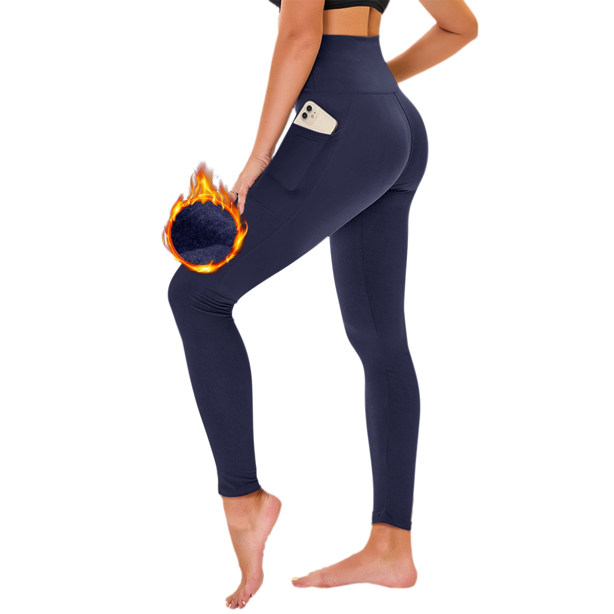 SHOWITTY 1/3 Pack Fleece Lined Leggings with Pockets for Women - Plus Size High Waist Tummy Control Soft Women's Yoga Pants for Workout Running