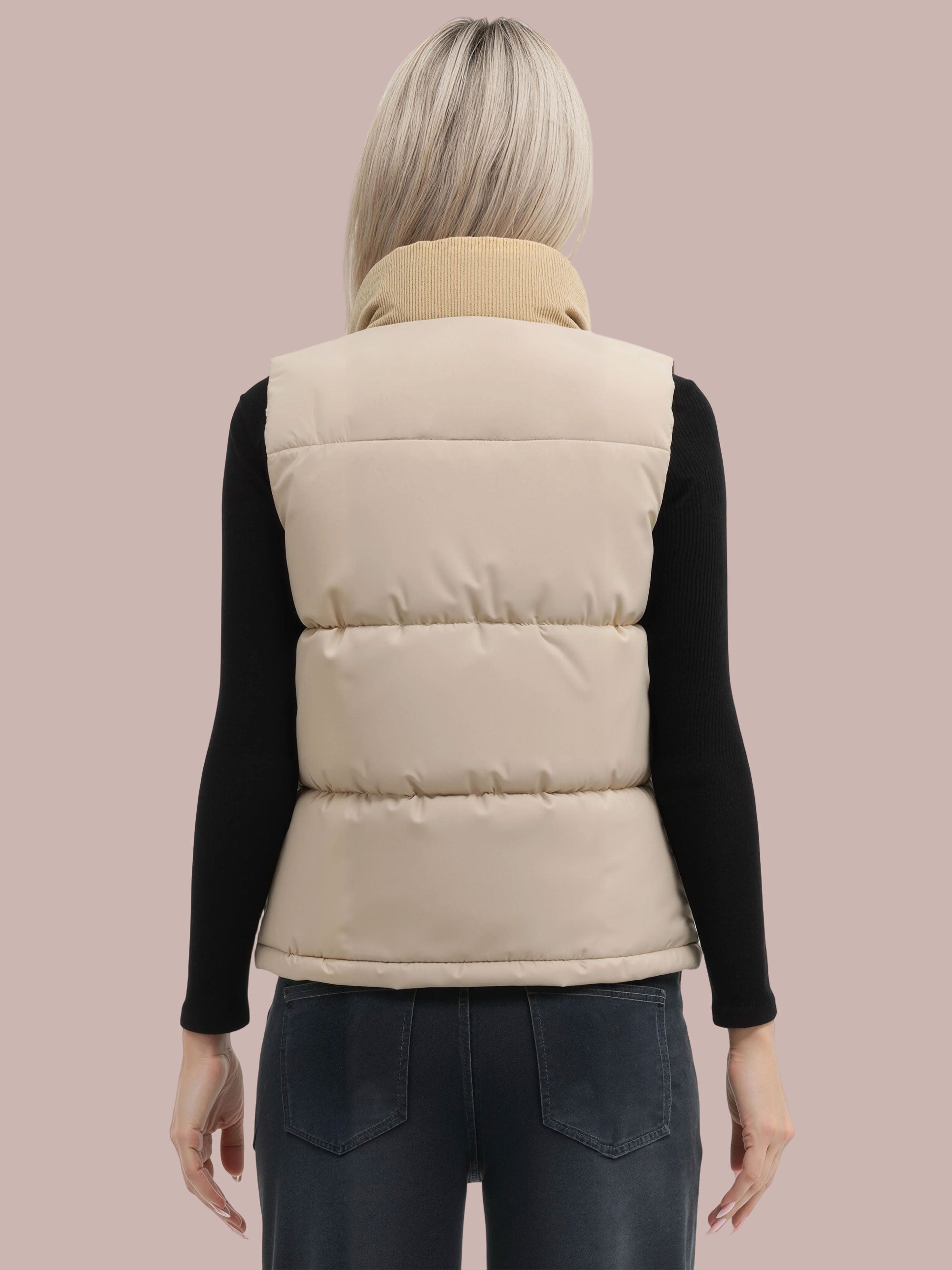 SHOWITTY Women’s Thickened Stand Collar Vest - C Warm Cotton-Padded Puffer Waistcoat for Fall & Winter, Windproof Casual Layering Outerwear