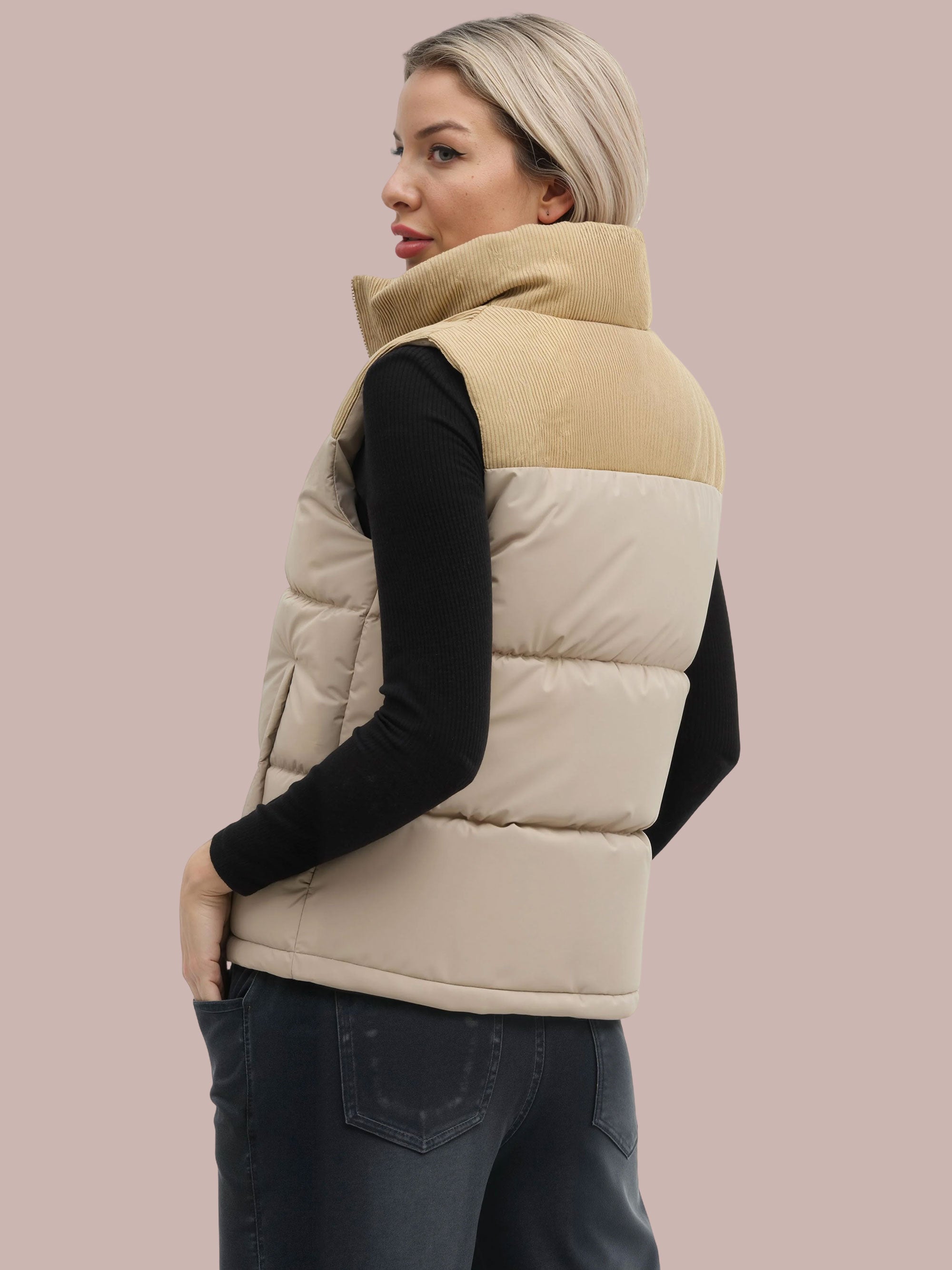 SHOWITTY Women’s Thickened Stand Collar Vest - C Warm Cotton-Padded Puffer Waistcoat for Fall & Winter, Windproof Casual Layering Outerwear