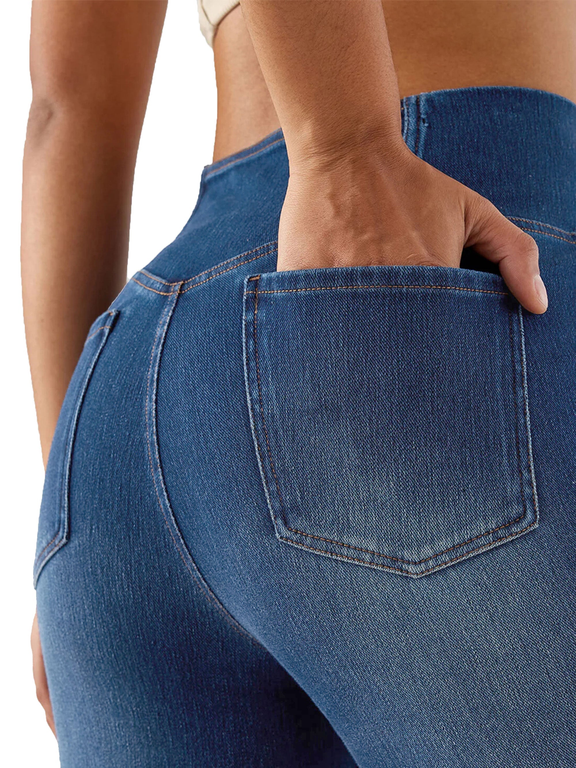 SHOWITTY Women's High-Waisted Wide-Leg Jeans | Crossover Flared Jeans Stretchy Denim Pants
