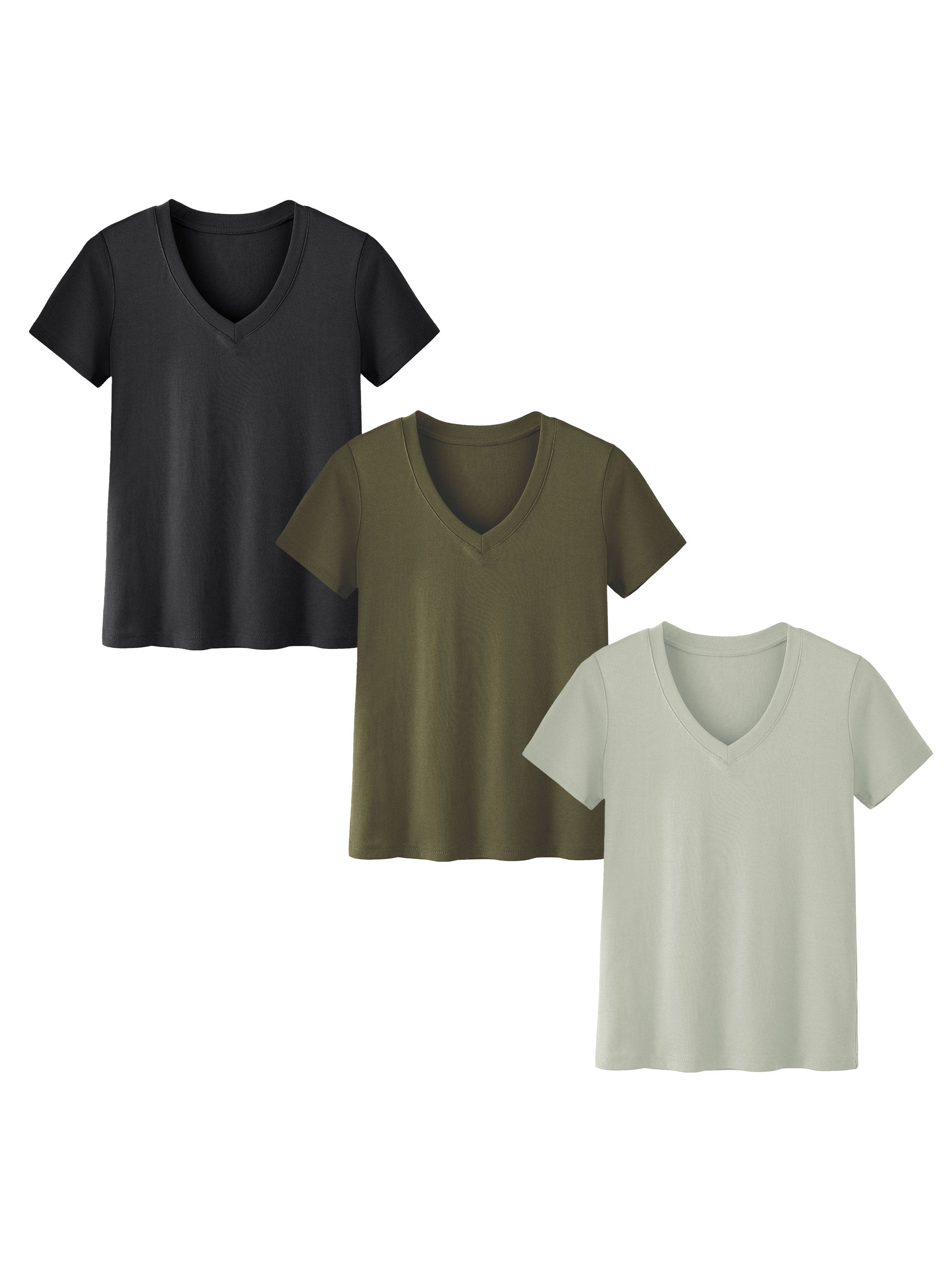 SHOWITTY 3-Pack Plus Size V-Neck T-Shirts for Women – Lightweight, Loose Fit Summer Essentials
