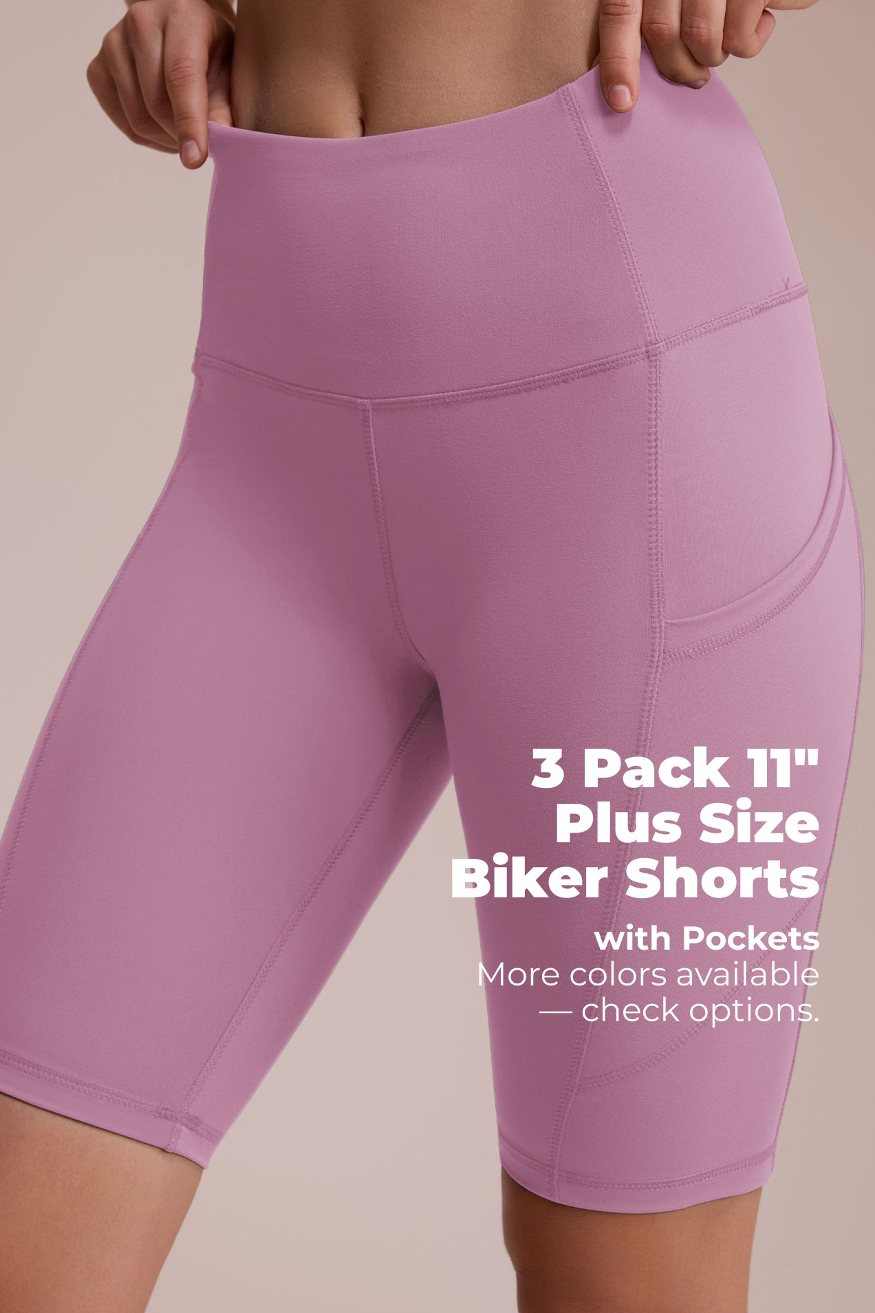 SHOWITTY 3-Pack 11" High Waist Plus Size Biker Shorts for Women – With Pockets