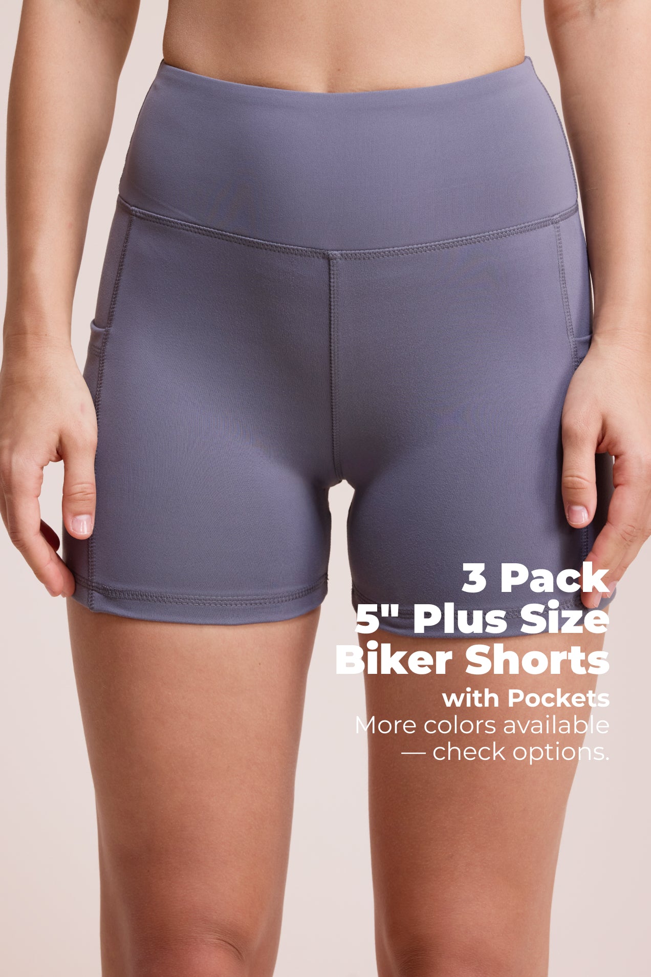 SHOWITTY 3 Pack 5" Plus Size Biker Shorts Women with Pockets