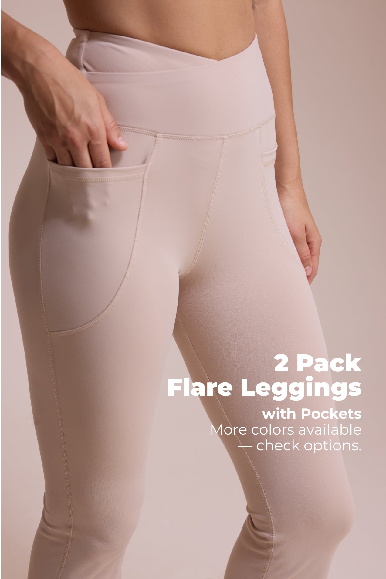 SHOWITTY 2-Pack Flare Leggings for Women – High-Waisted Crossover Yoga Pants with Pockets