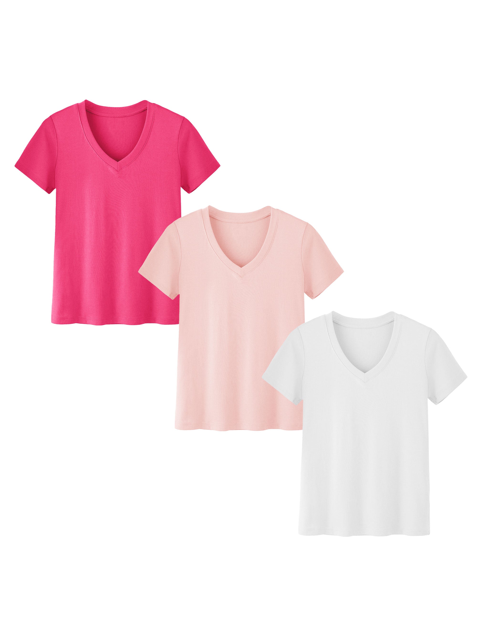 SHOWITTY 3-Pack Plus Size V-Neck T-Shirts for Women – Lightweight, Loose Fit Summer Essentials