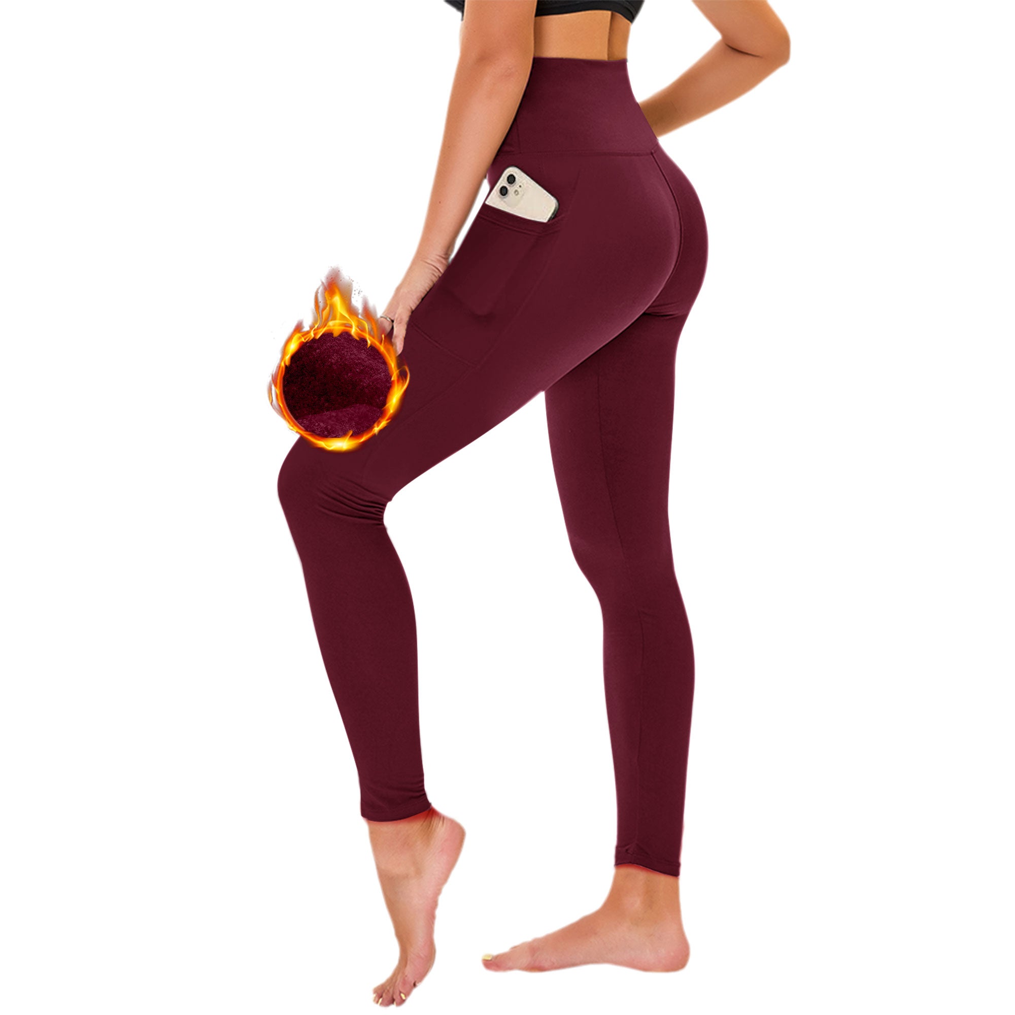 SHOWITTY 1/3 Pack Fleece Lined Leggings with Pockets for Women - Plus Size High Waist Tummy Control Soft Women's Yoga Pants for Workout Running