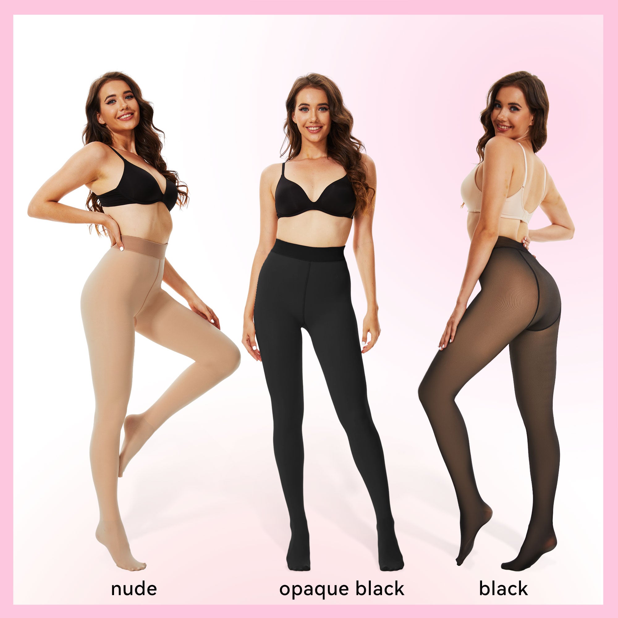 Showitty 2-Pack Women’s Winter Fleece Lined Tights – High Waist Fake Translucent Thermal Pantyhose