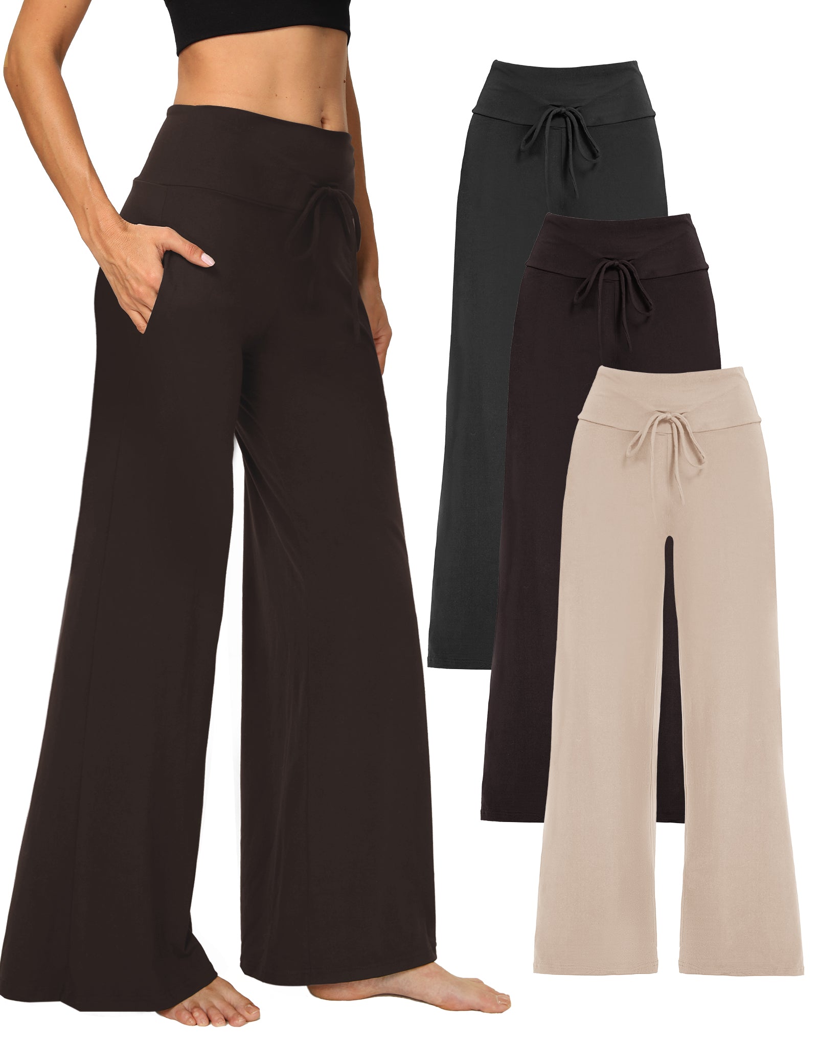Wide Leg Pants for Women with Pockets, High Waist Yoga Lounge