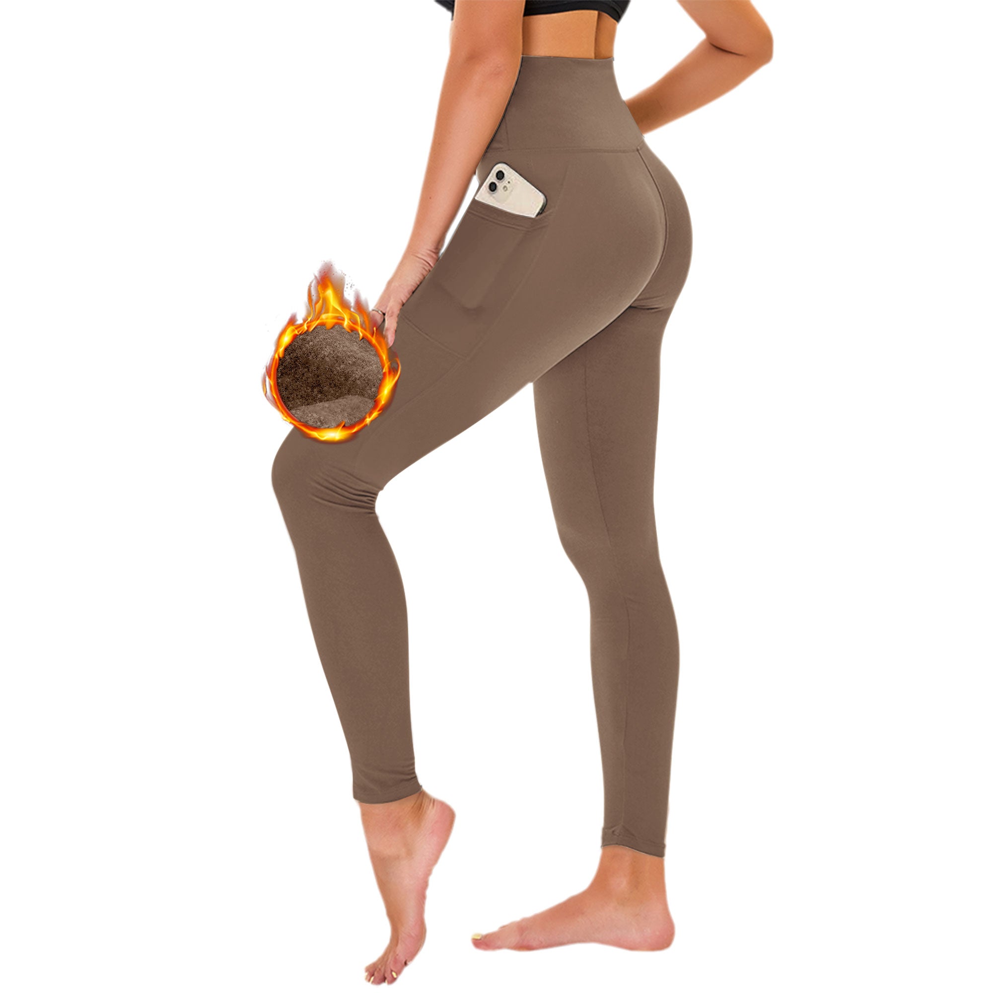 SHOWITTY 1/3 Pack Fleece Lined Leggings with Pockets for Women - Plus Size High Waist Tummy Control Soft Women's Yoga Pants for Workout Running