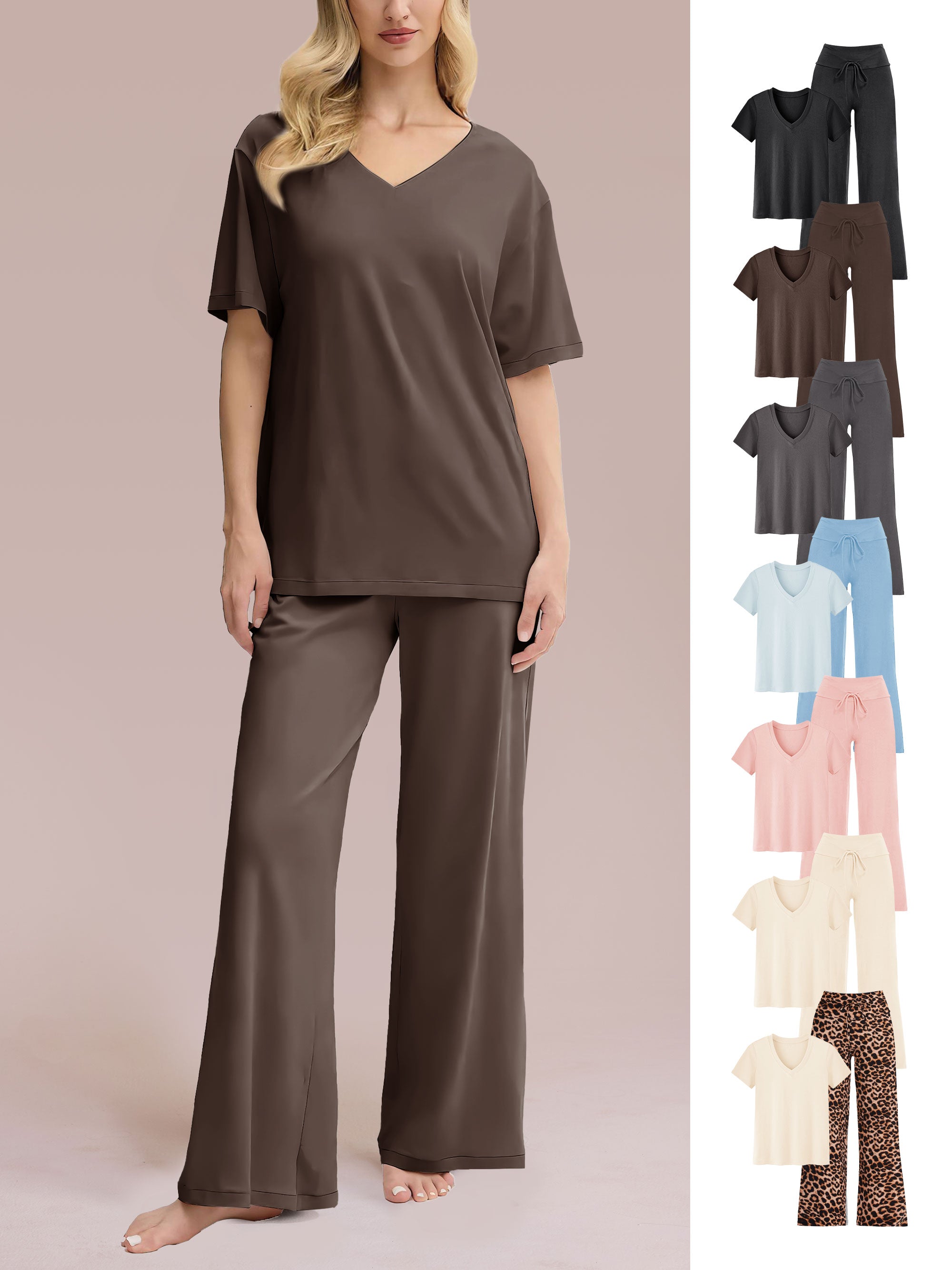 ‌SHOWITTY Women's T-Shirt & Pajamas Pants Lounge Set‌‌ Casual Summer Outfits 2-Piece Breathable Matching Set