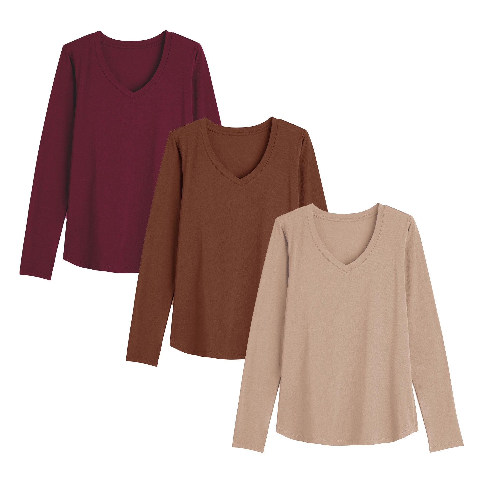 SHOWITTY Womens 3 Pack  Shirts - Plus Size V Neck Tops Basic Loose Fit Lightweight Casual Fall Fashion Clothes Womenswear Underwear Fabric Blouses