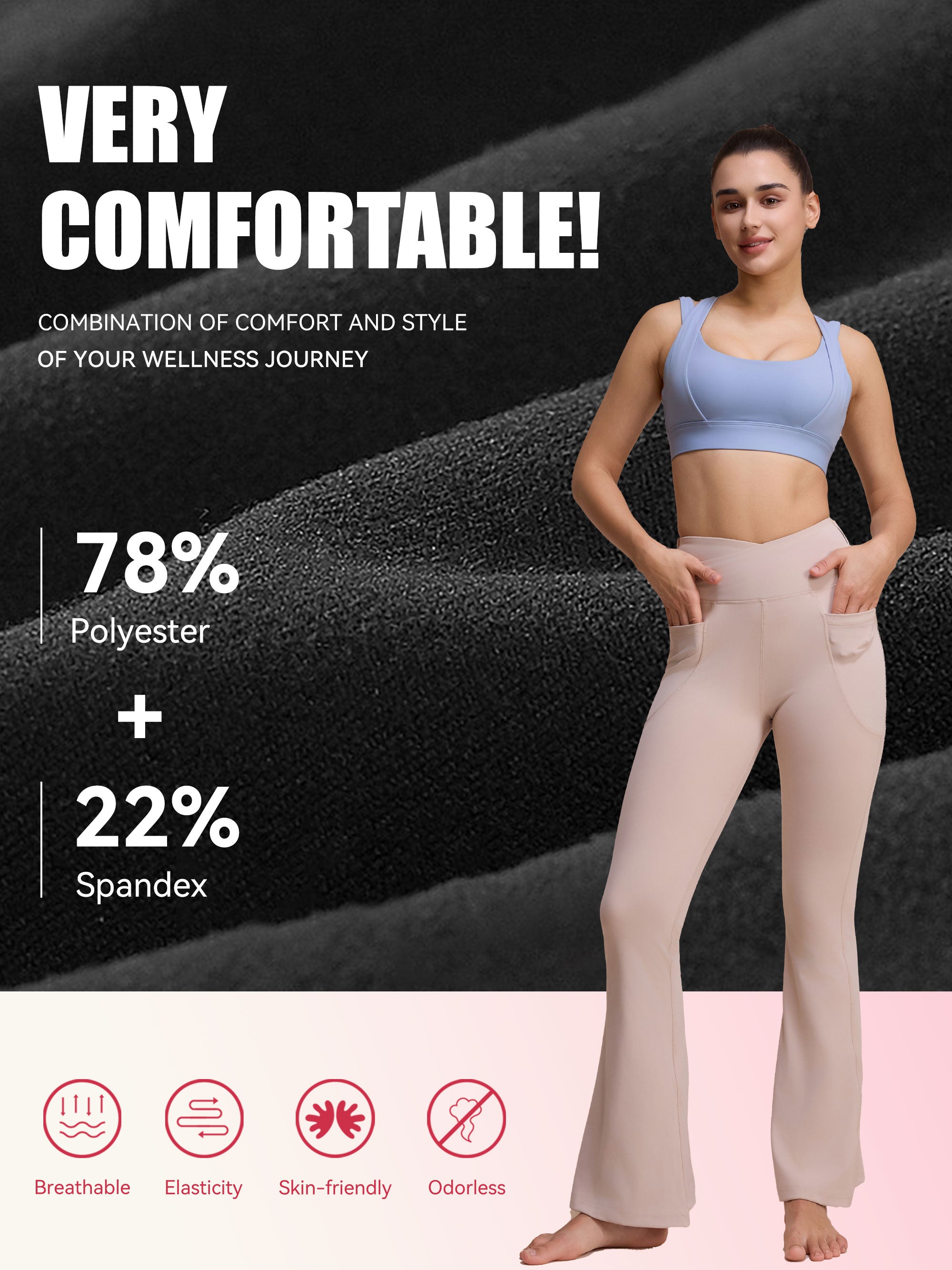 SHOWITTY 2-Pack Flare Leggings for Women – High-Waisted Crossover Yoga Pants with Pockets