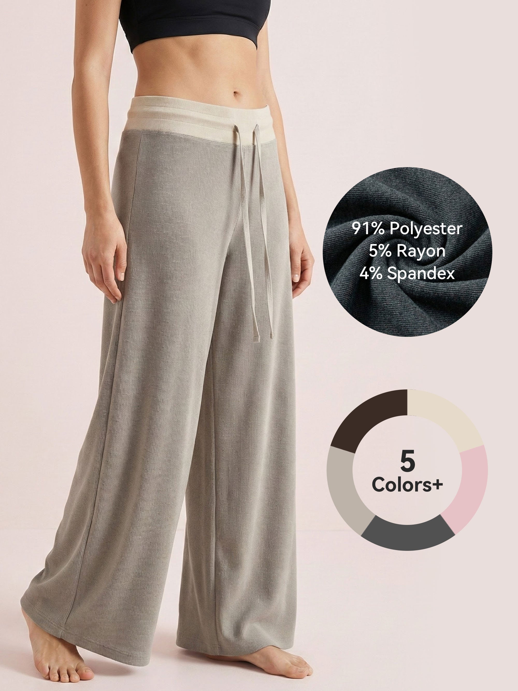 SHOWITTY Women’s Knit Wide Leg Lounge Pants – Soft, Breathable, High-Waisted Travel & Everyday Comfort