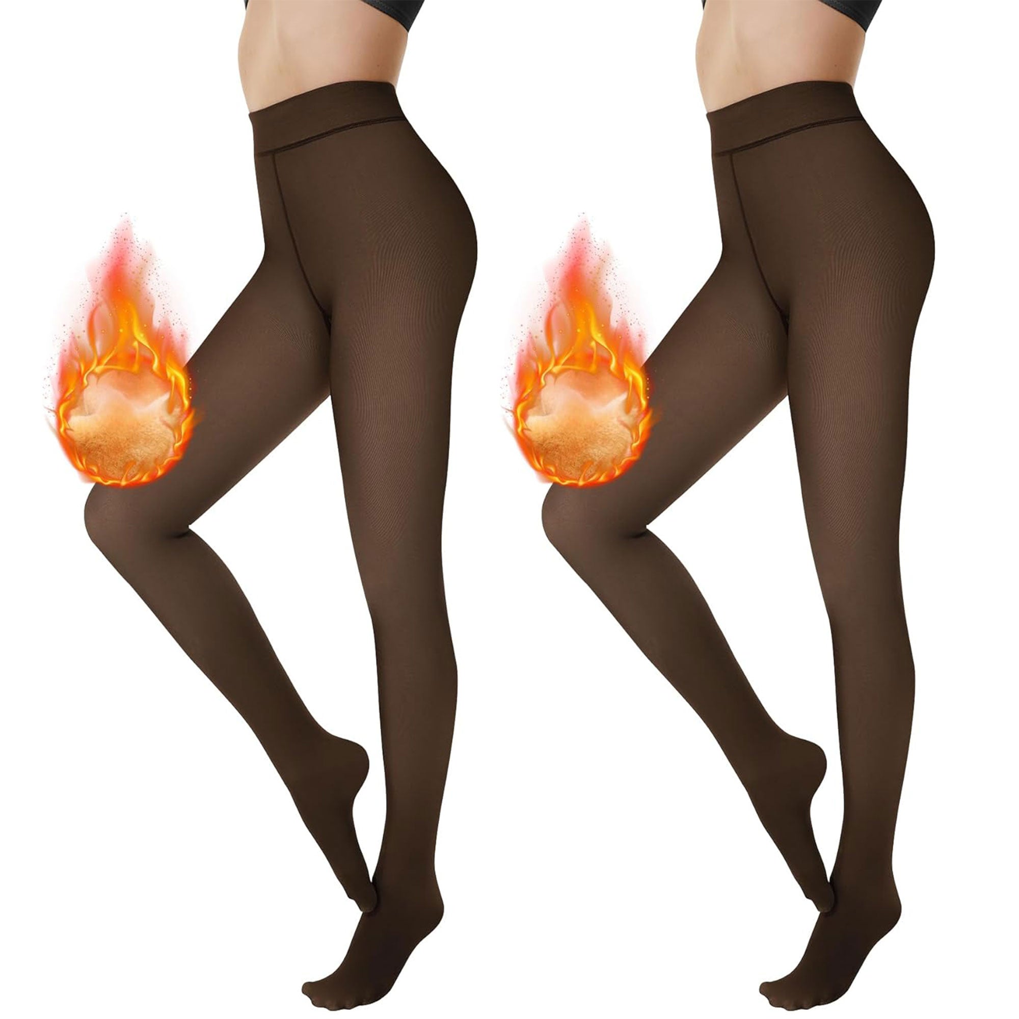 Showitty 2-Pack Women’s Winter Fleece Lined Tights – High Waist Fake Translucent Thermal Pantyhose