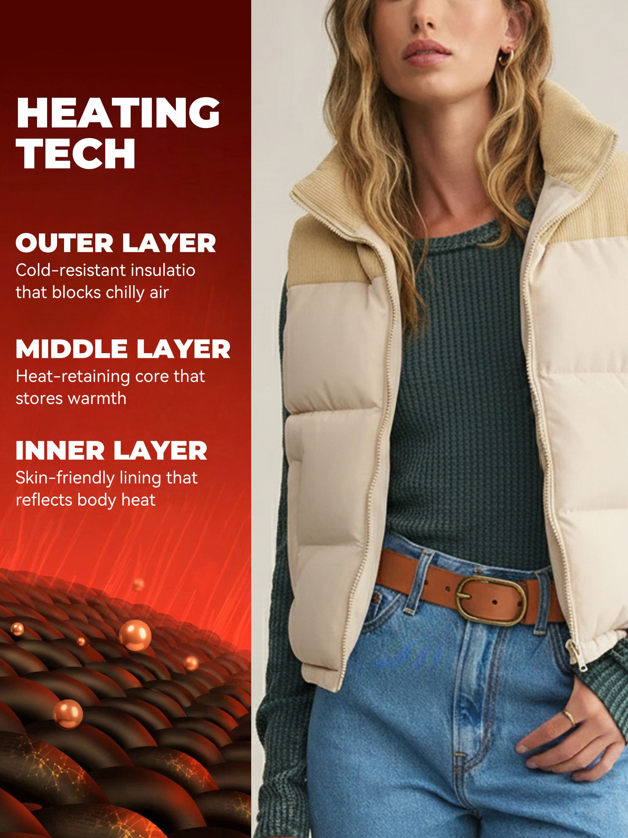 SHOWITTY Women’s Thickened Stand Collar Vest - C Warm Cotton-Padded Puffer Waistcoat for Fall & Winter, Windproof Casual Layering Outerwear