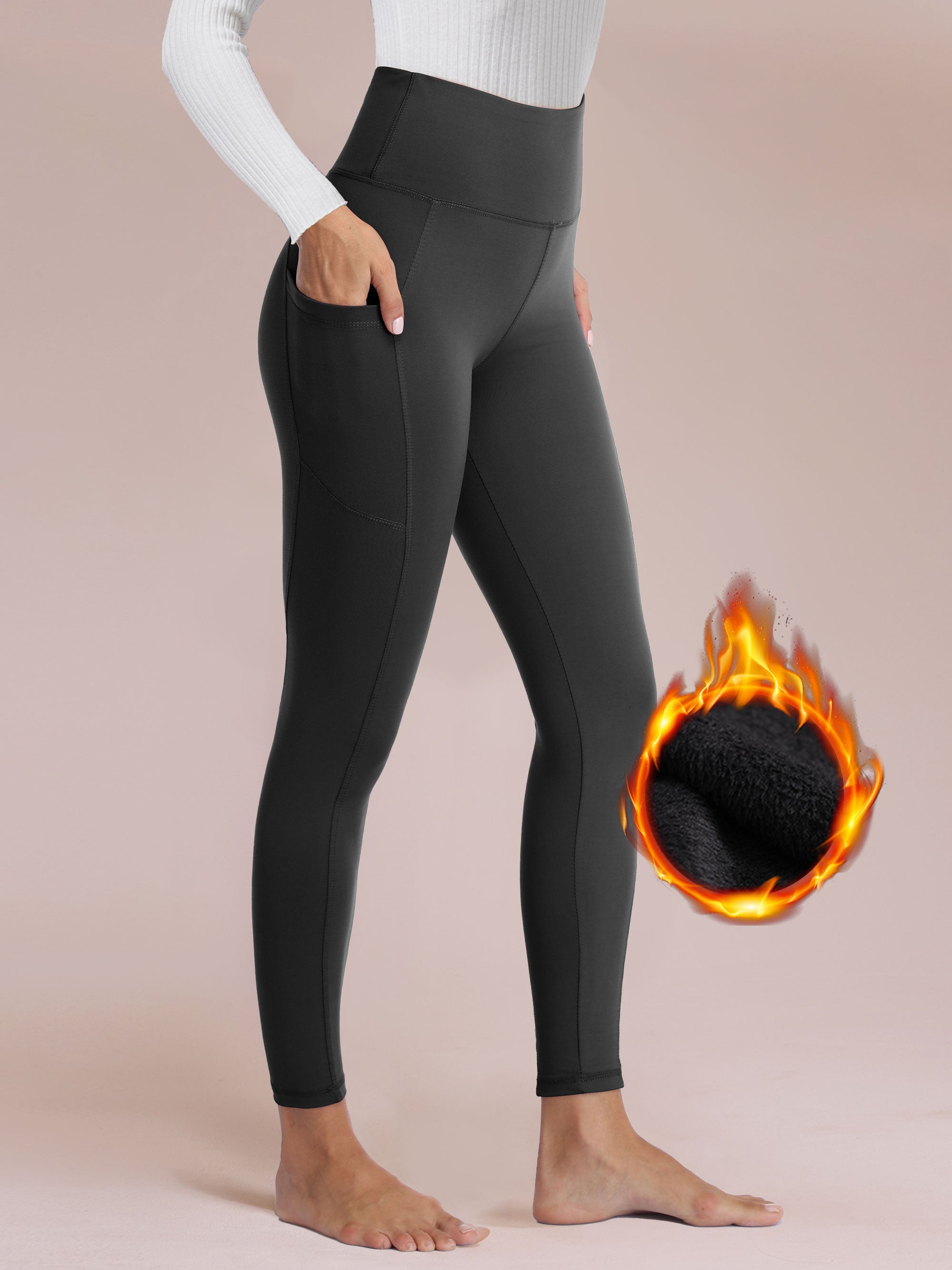 SHOWITTY 1/3 Pack Fleece Lined Leggings with Pockets for Women - Plus Size High Waist Tummy Control Soft Women's Yoga Pants for Workout Running