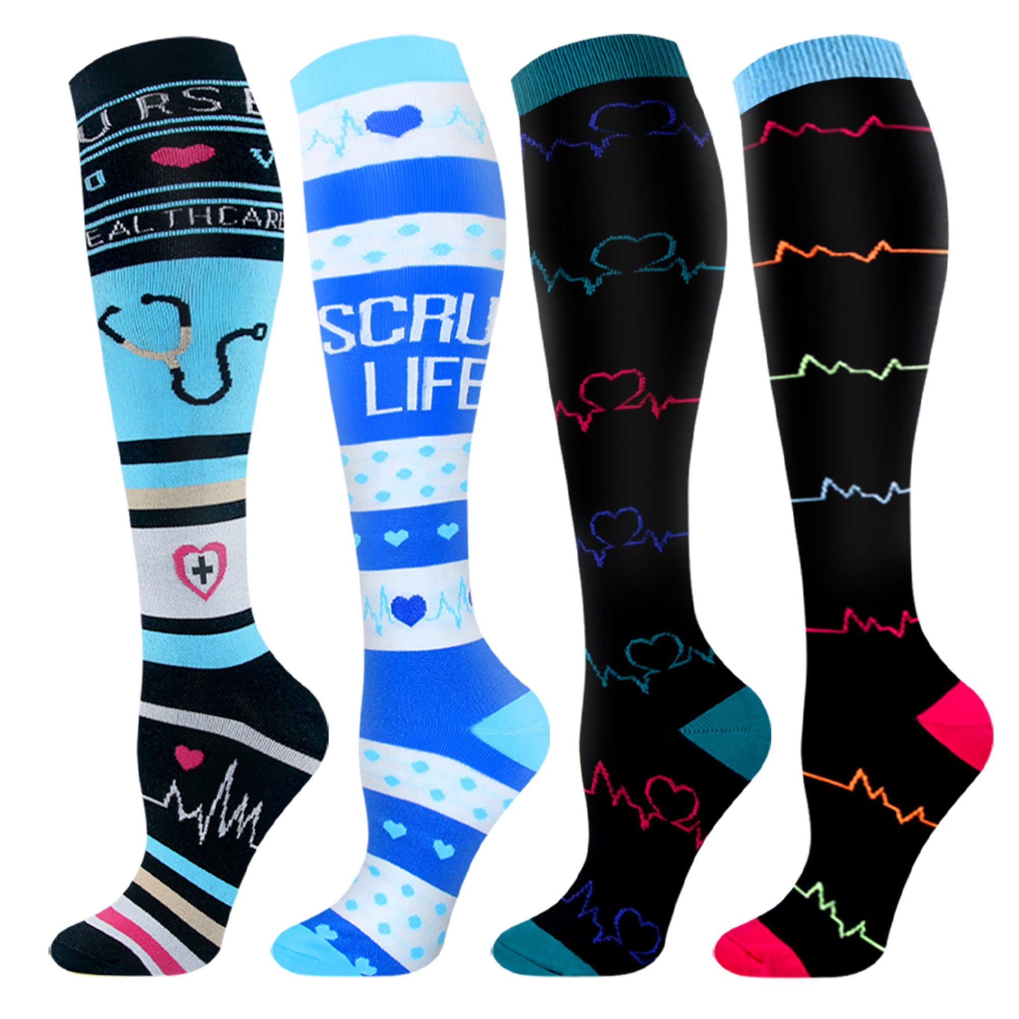 SHOWITTY 2/4 Pairs Plus Size Sports Socks for Women & Men - Knee High Stockings for Running, Hiking, Athletic, Daily & Travel