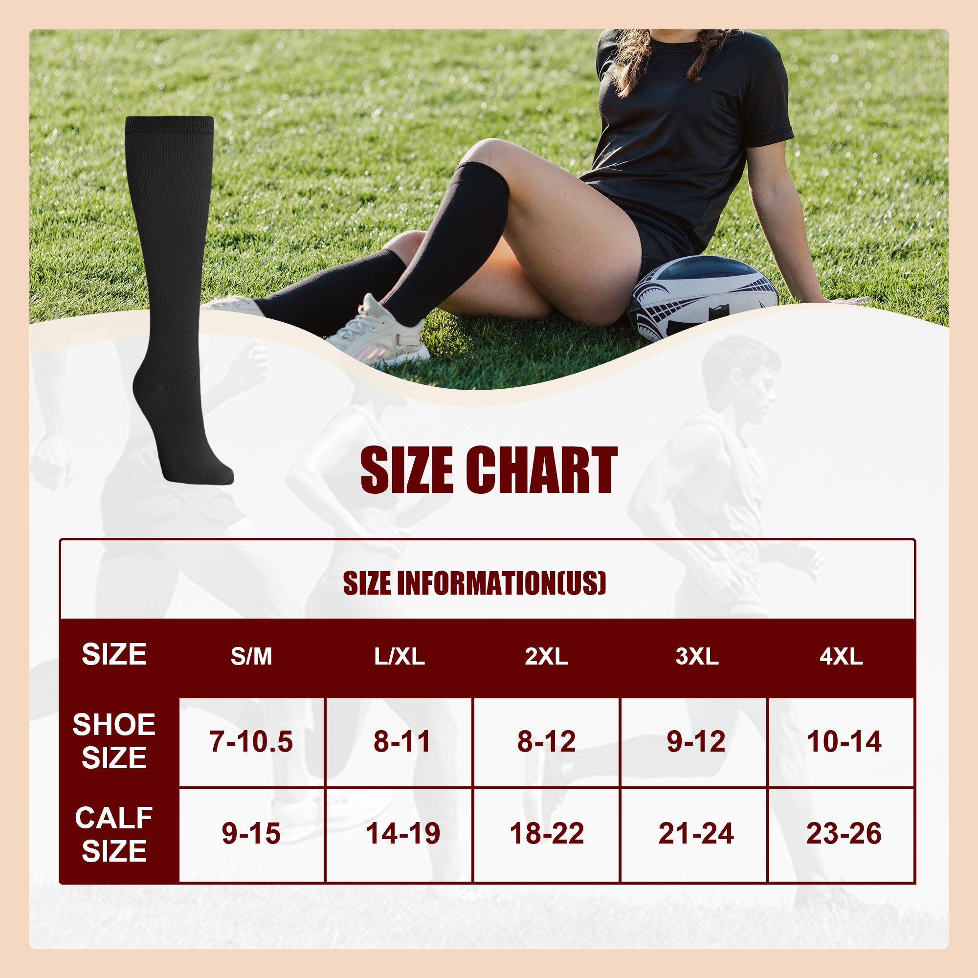 SHOWITTY 2/4 Pairs Plus Size Sports Socks for Women & Men - Knee High Stockings for Running, Hiking, Athletic, Daily & Travel