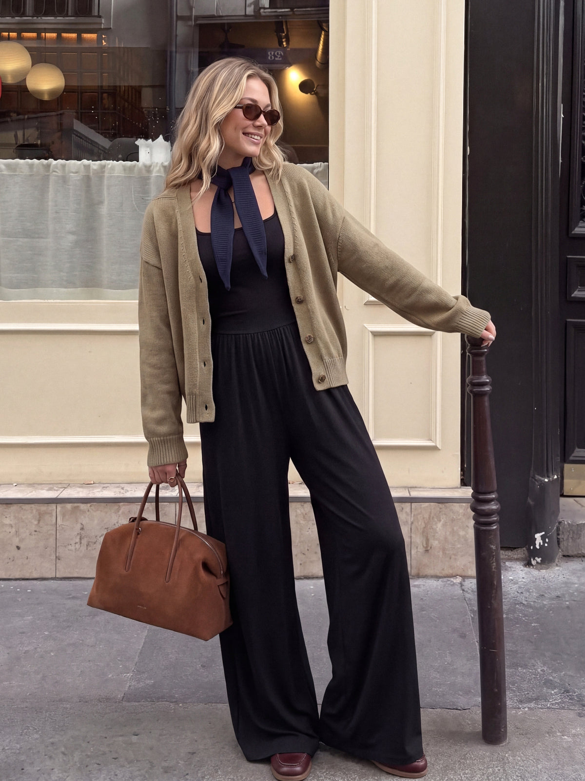 【One & Done】SHOWITTY Womens Long Sleeve Wide Leg Jumpsuit Square Neck Stretchy One Piece Outfit Casual Romper