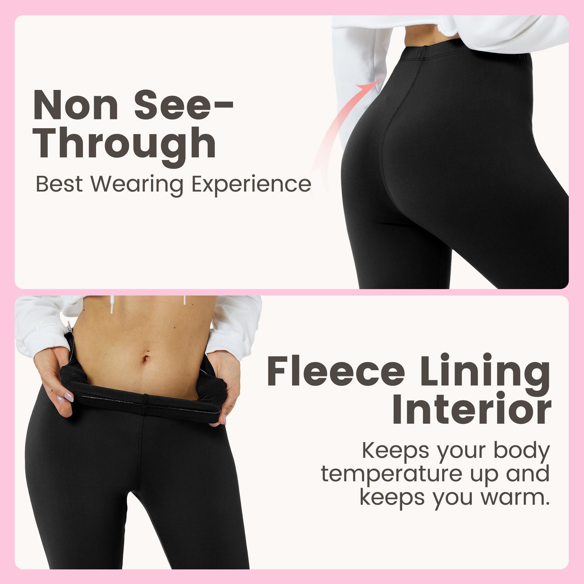 SHOWITTY Fleece Lined Leggings Women - Low Waisted Winter Yoga Pants Tummy Control Soft Thermal Warm for Hiking Workout