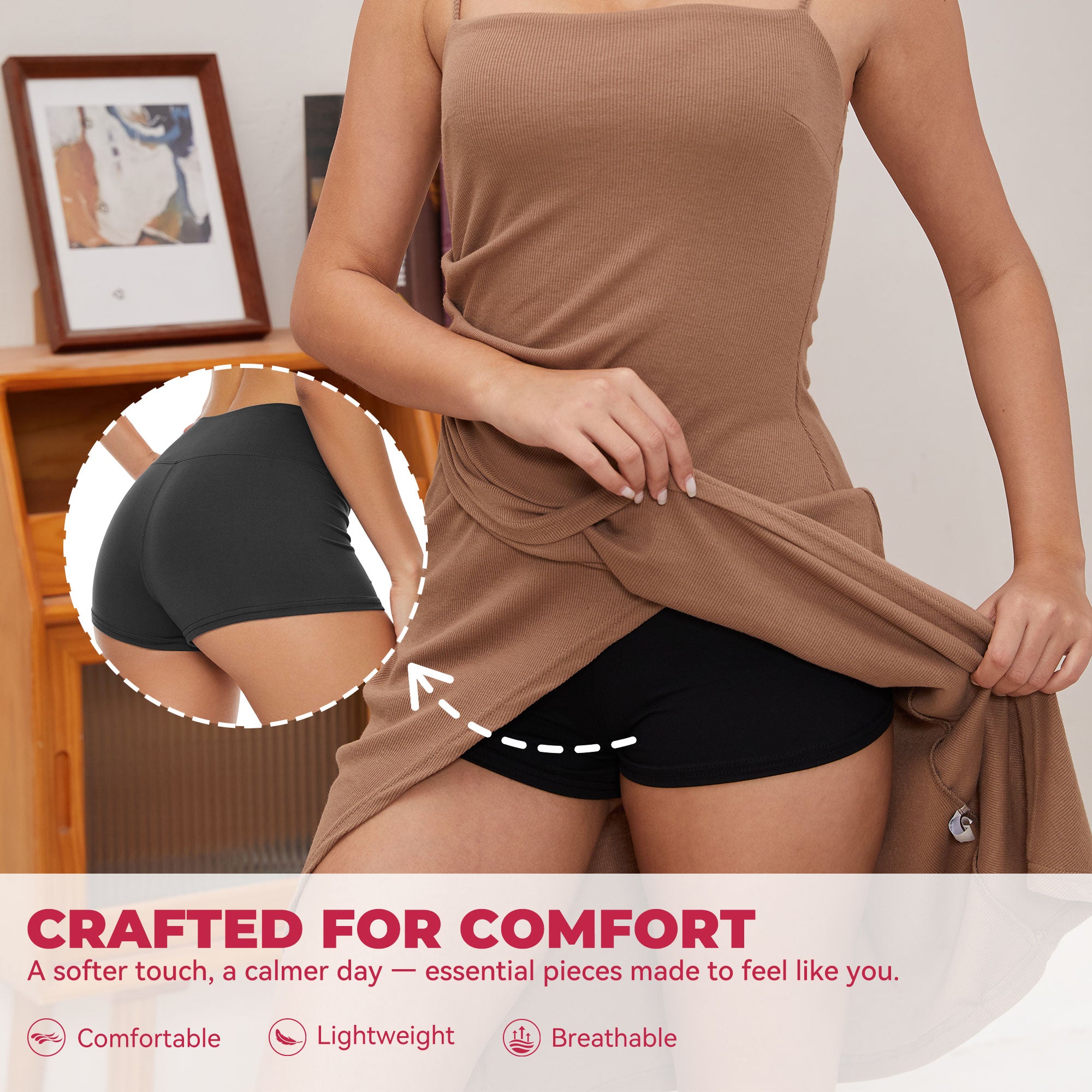 Showitty Women's Booty Yoga Shorts - 2" High Waisted Black Spandex Biker Shorts for Workout Dance Volleyball