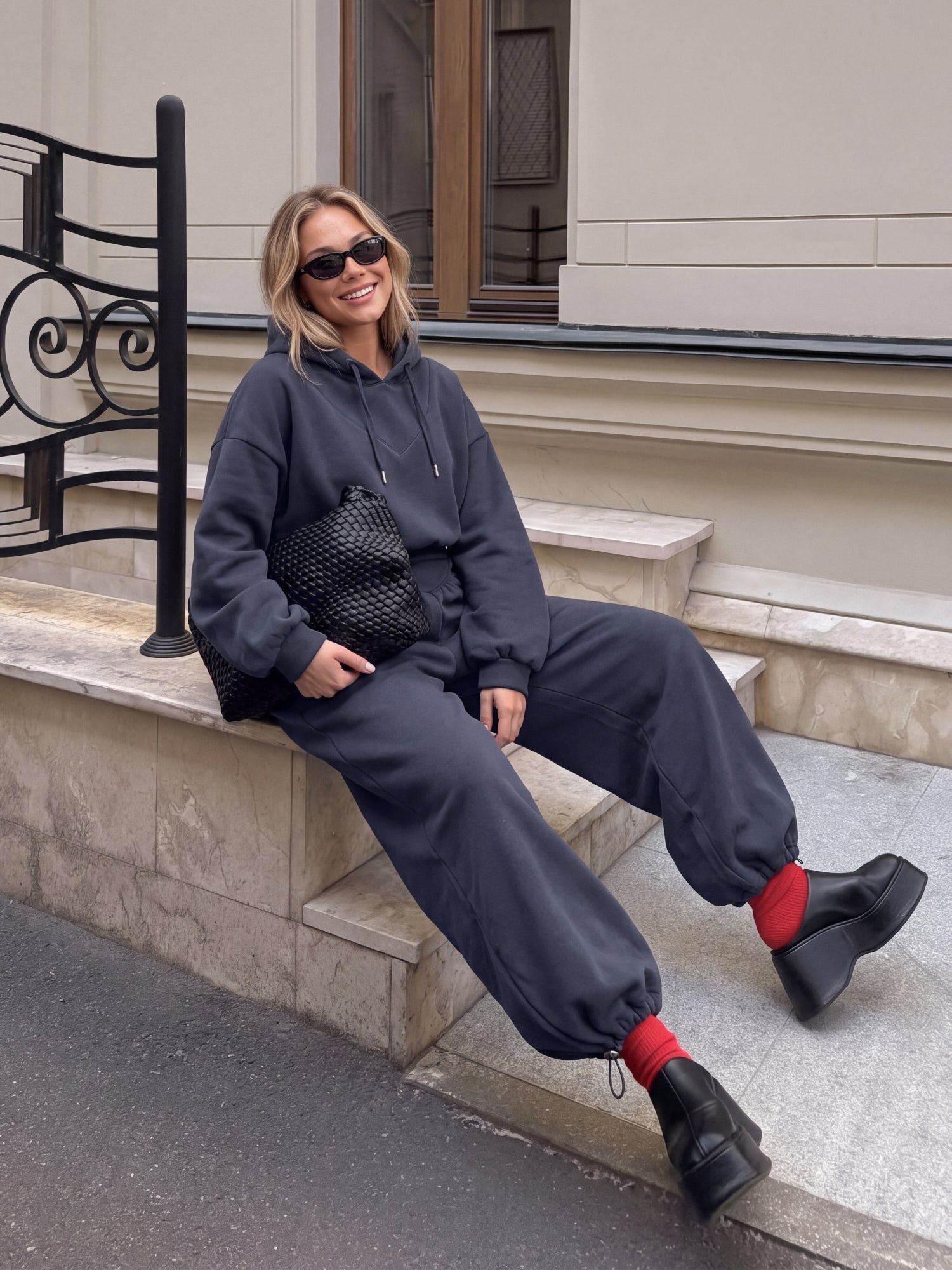 【Ready Together】SHOWITTY Womens Cropped Hoodie Pants Set V Neck Wide Leg Lounge Set Lightweight Casual Two Piece Outfit