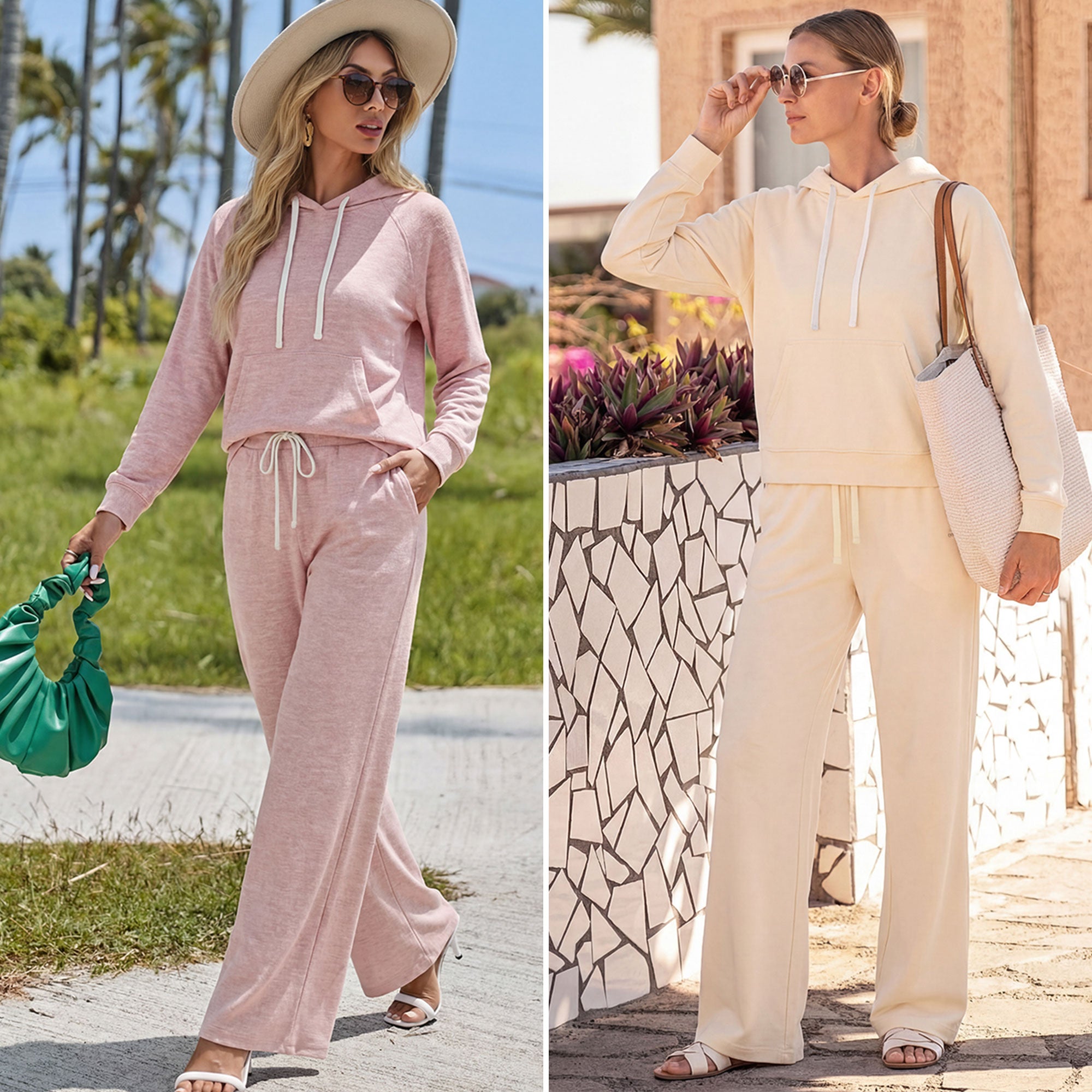 Showitty Lounge Sets for Women Sweatsuits 2 Piece Outfits Hoodies and Wide Leg Pants Matching Set Airport Travel Tracksuit