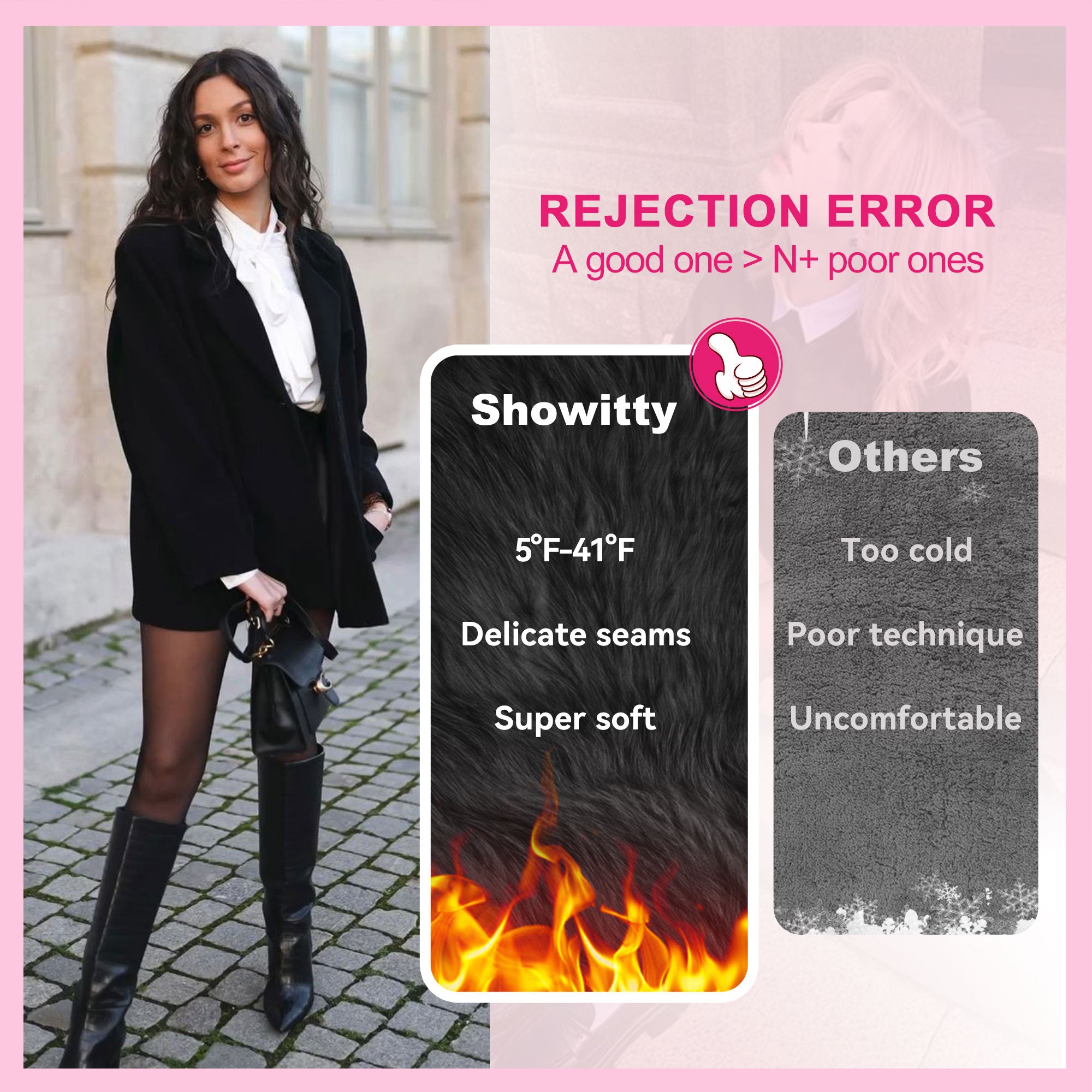 Showitty 2-Pack Women’s Winter Fleece Lined Tights – High Waist Fake Translucent Thermal Pantyhose