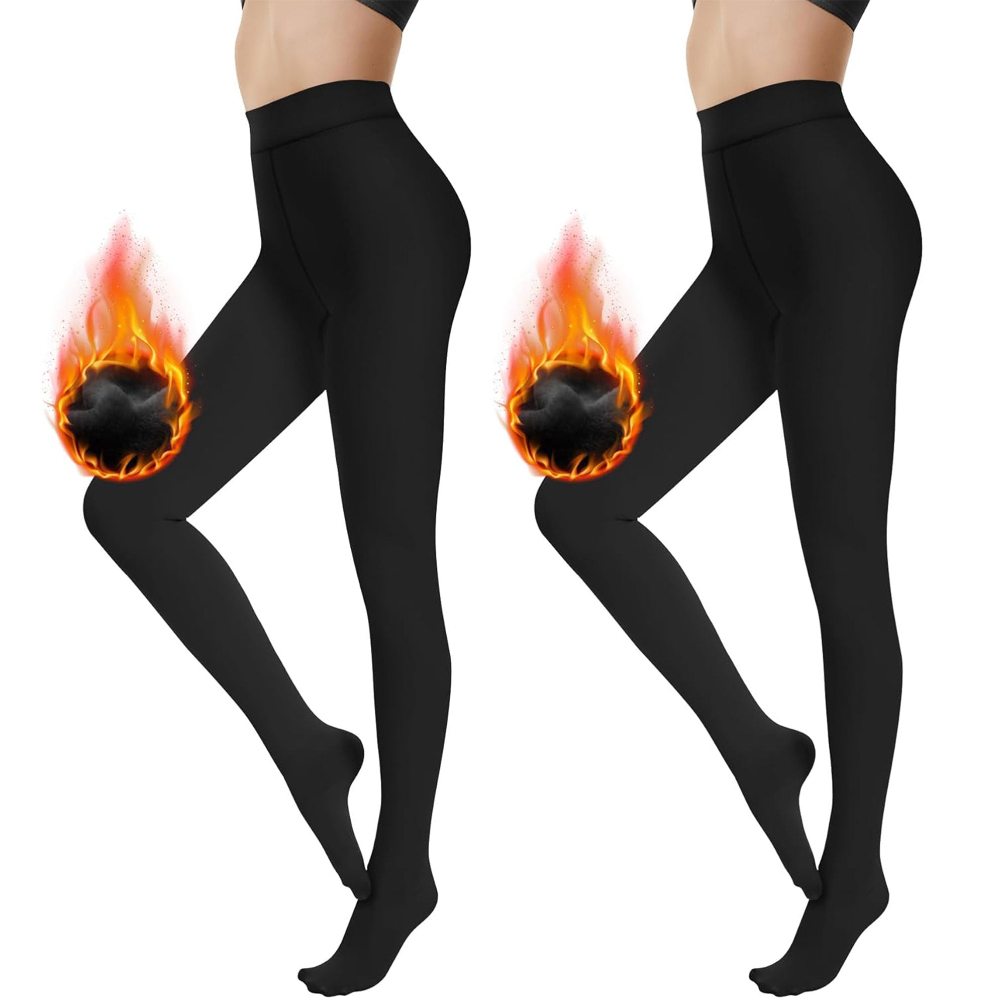 Showitty 2-Pack Women’s Winter Fleece Lined Tights – High Waist Fake Translucent Thermal Pantyhose