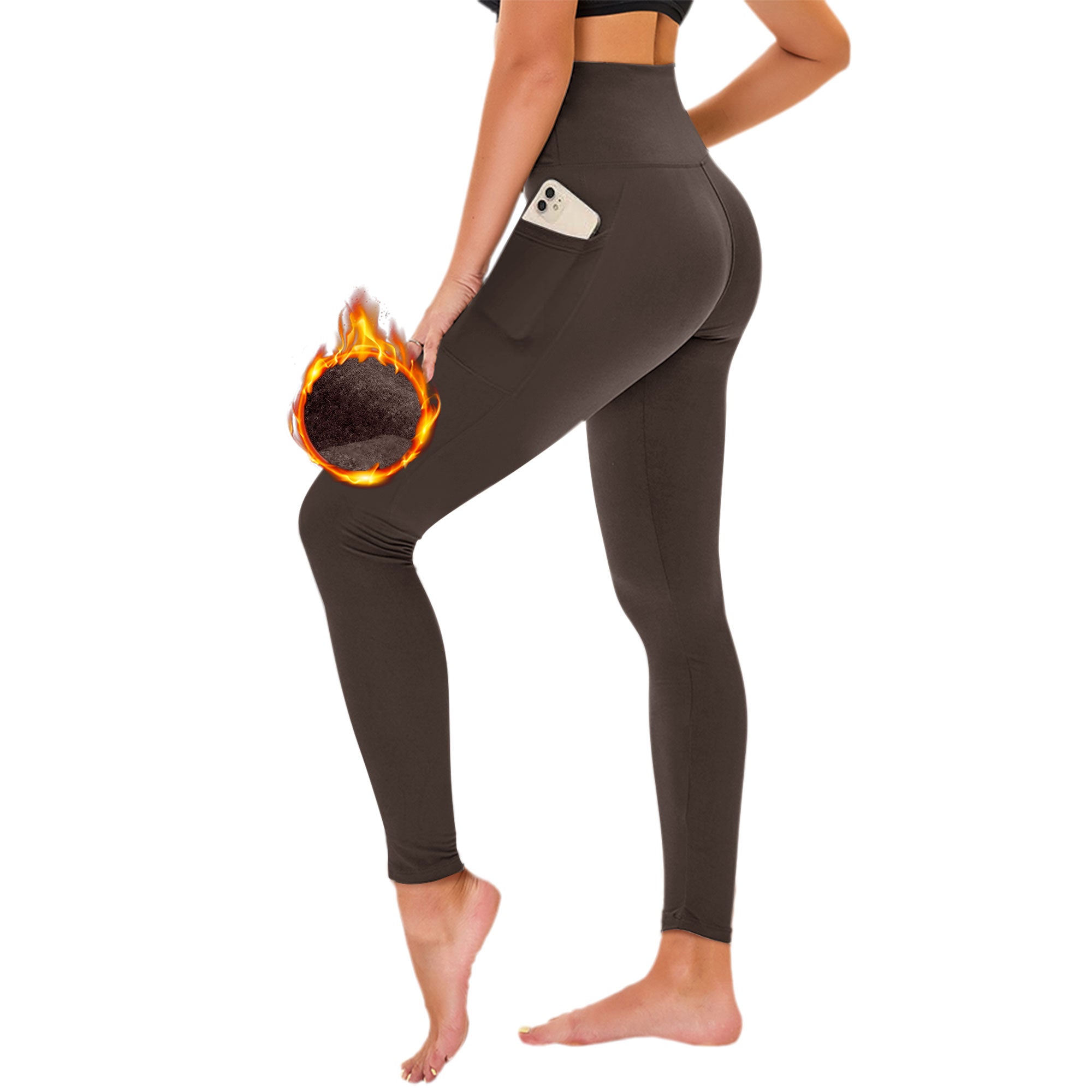 SHOWITTY 1/3 Pack Fleece Lined Leggings with Pockets for Women - Plus Size High Waist Tummy Control Soft Women's Yoga Pants for Workout Running