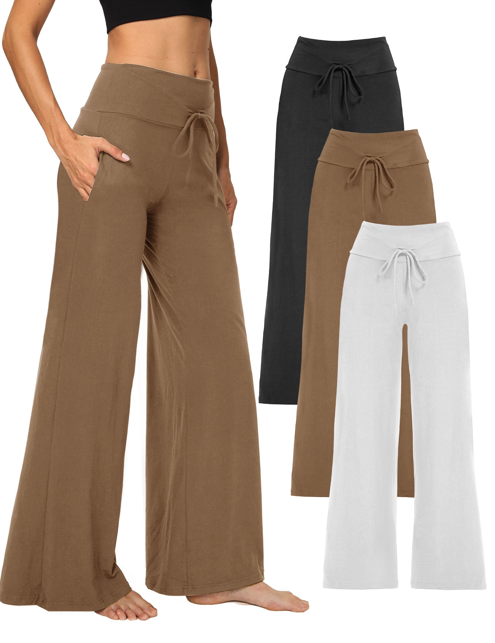 Wide Leg Pants for Women with Pockets, High Waist Yoga Lounge