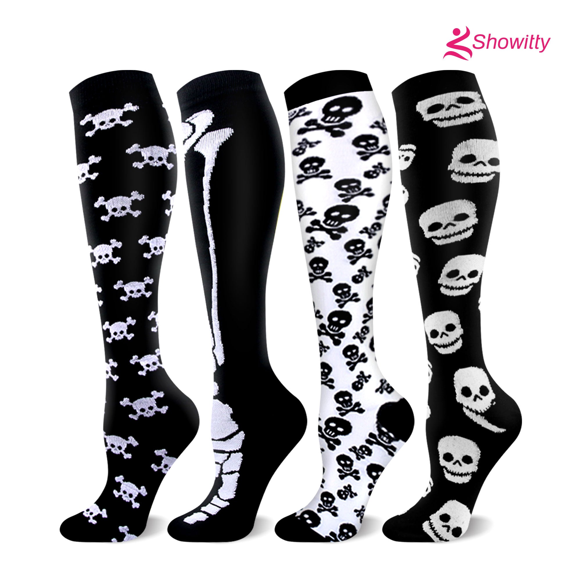 SHOWITTY 2/4 Pairs Plus Size Sports Socks for Women & Men - Knee High Stockings for Running, Hiking, Athletic, Daily & Travel
