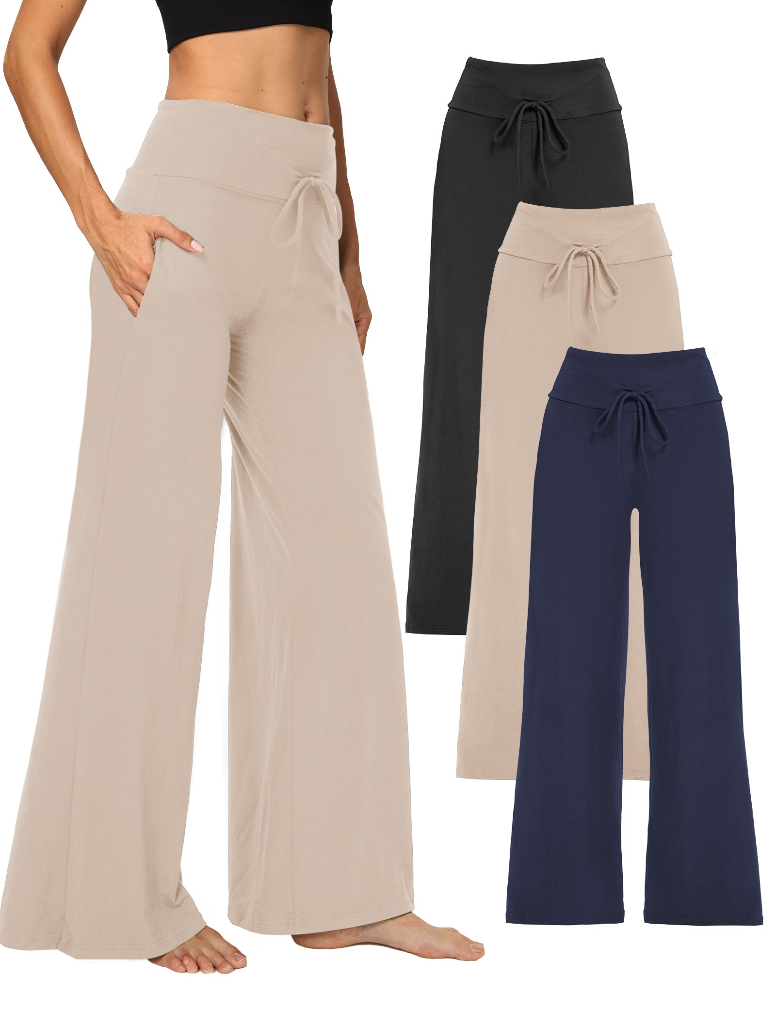 Wide Leg Pants for Women with Pockets, High Waist Yoga Lounge