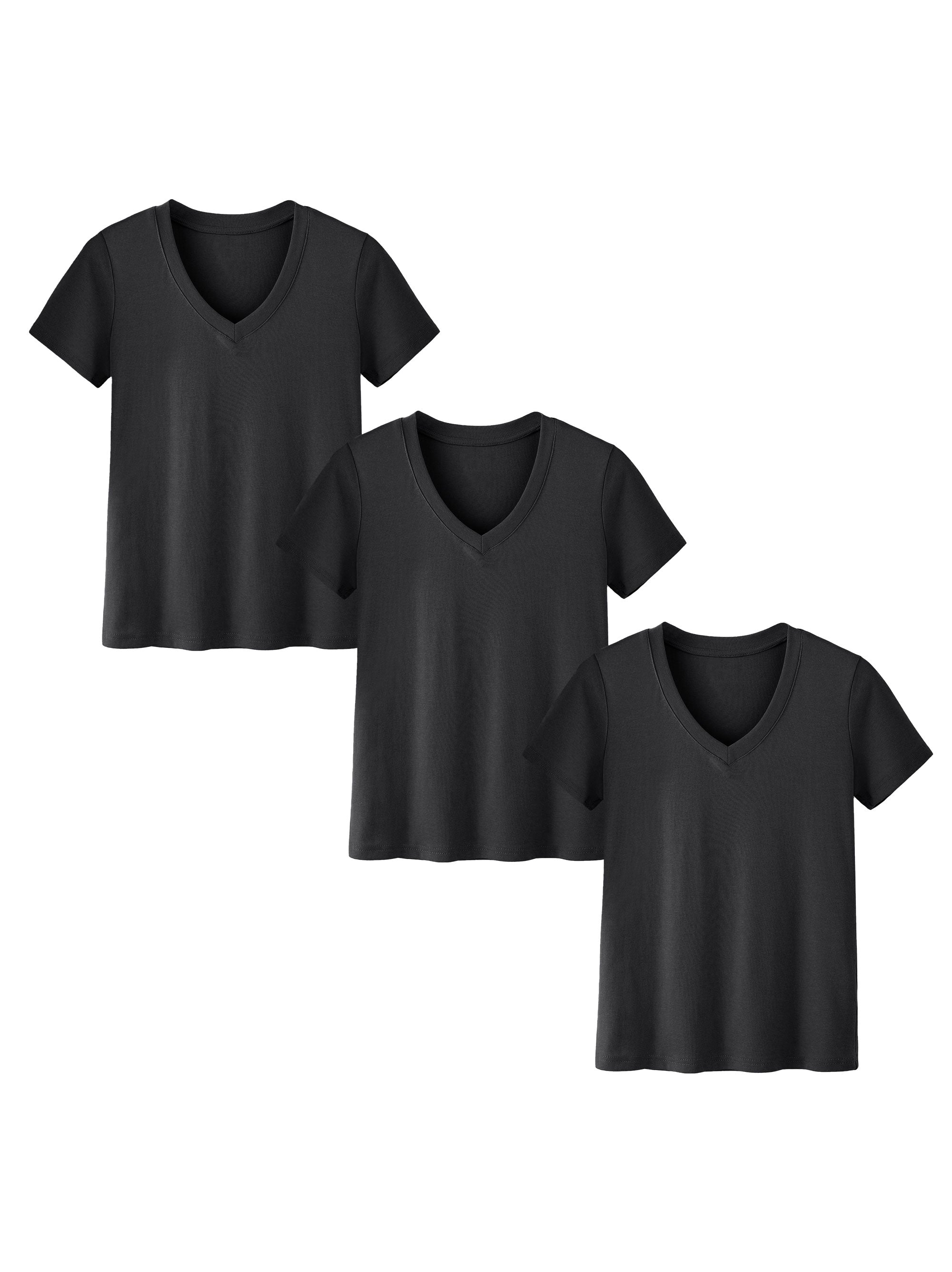 SHOWITTY 3-Pack Plus Size V-Neck T-Shirts for Women – Lightweight, Loose Fit Summer Essentials