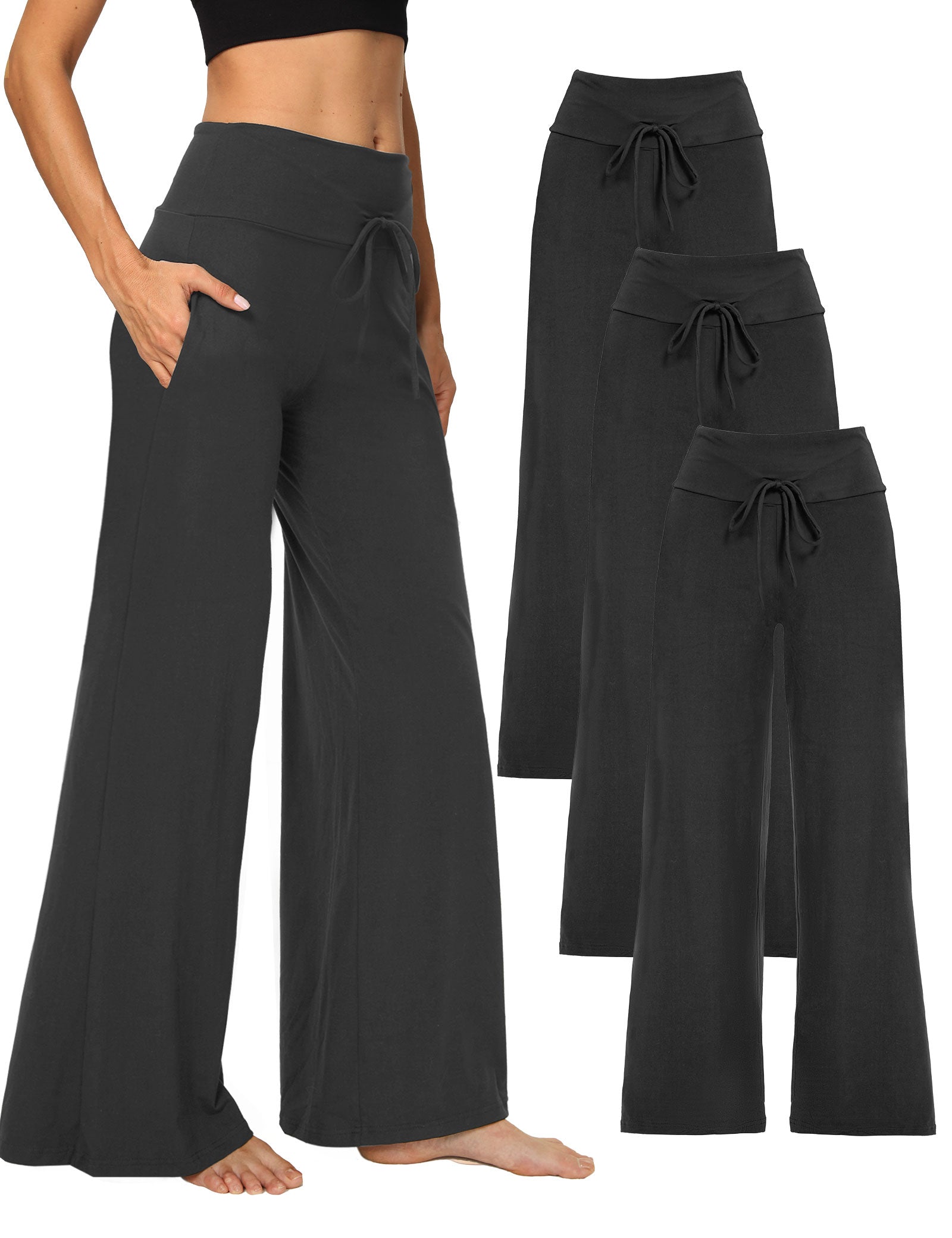 Wide Leg Pants for Women with Pockets, High Waist Yoga Lounge