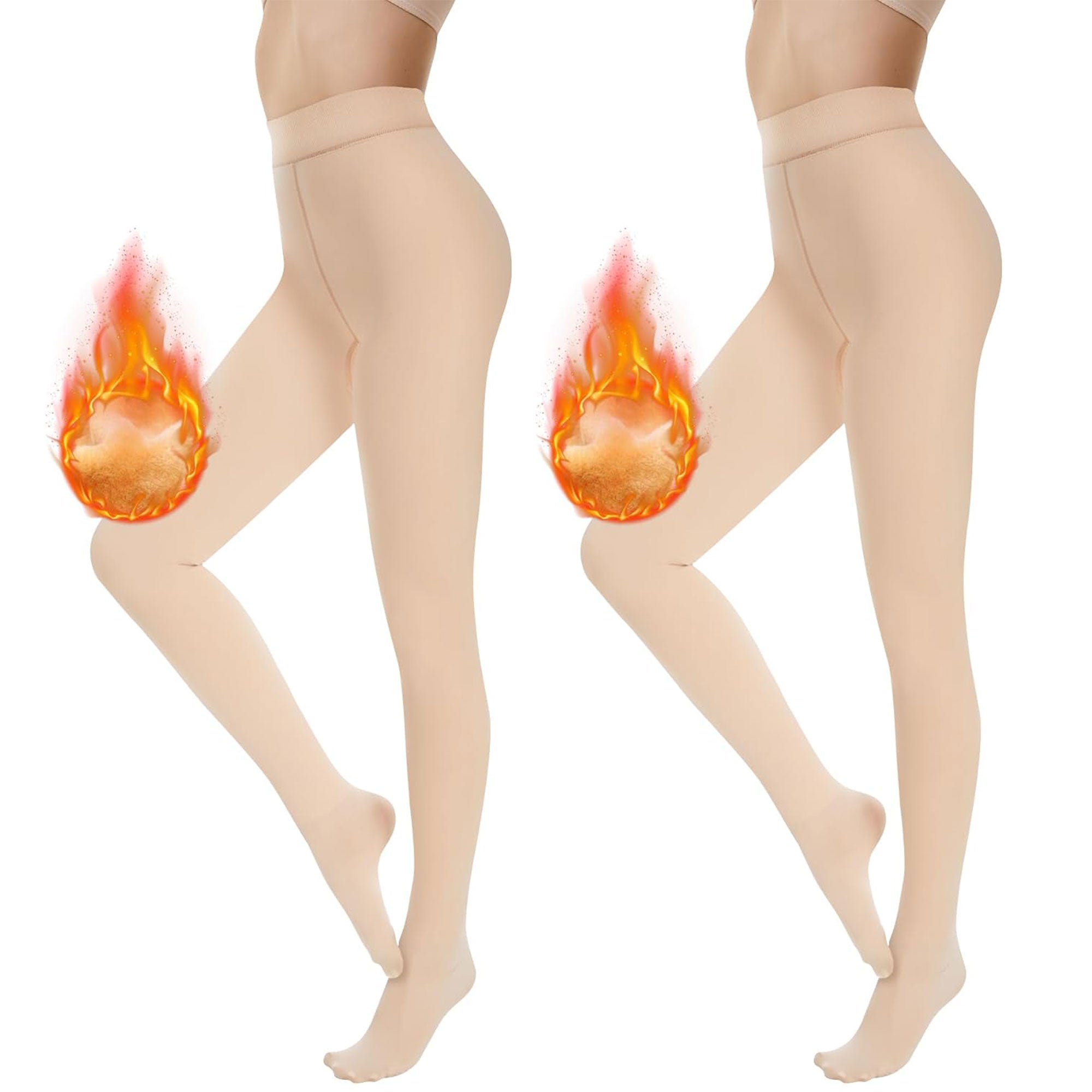 Showitty 2-Pack Women’s Winter Fleece Lined Tights – High Waist Fake Translucent Thermal Pantyhose
