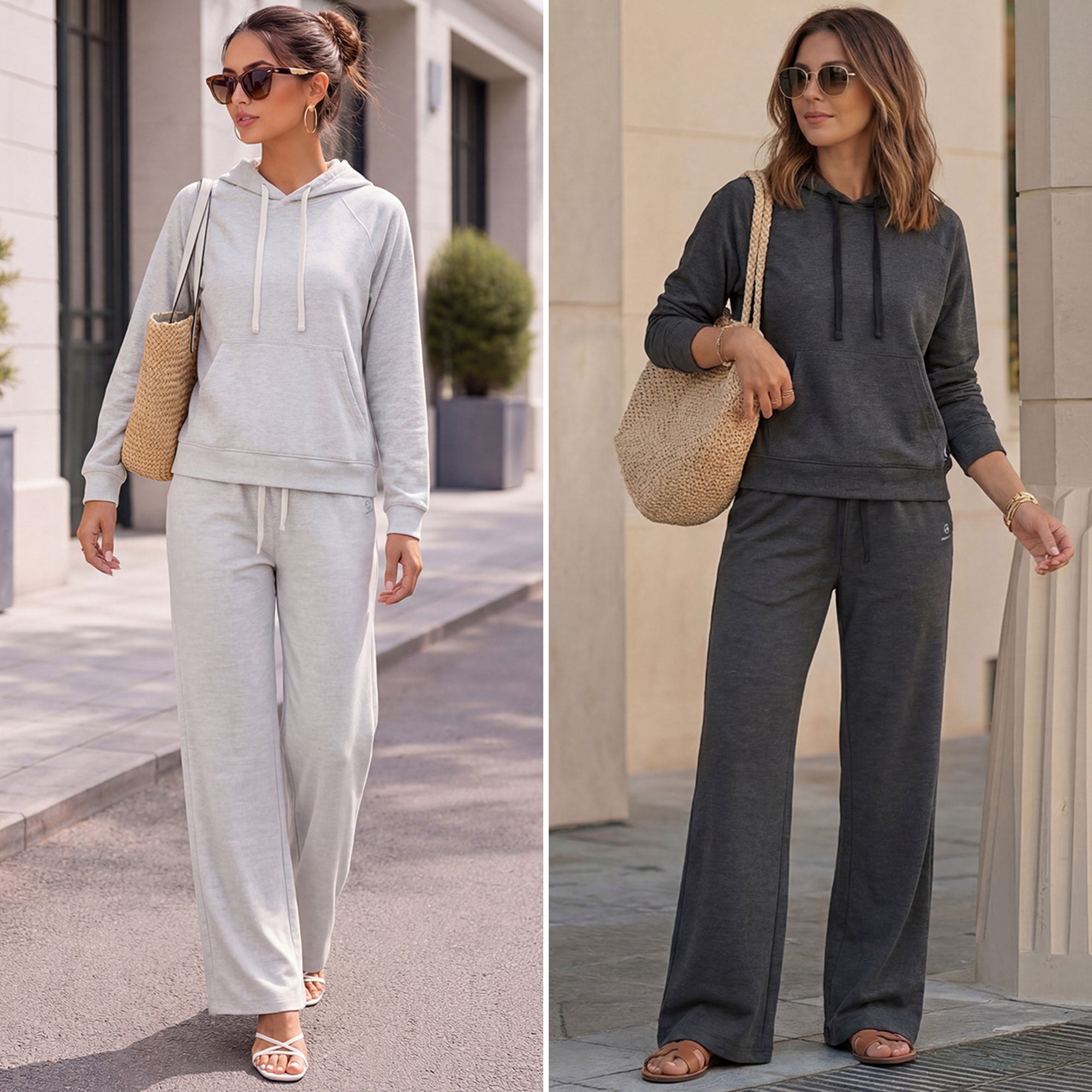 Showitty Lounge Sets for Women Sweatsuits 2 Piece Outfits Hoodies and Wide Leg Pants Matching Set Airport Travel Tracksuit