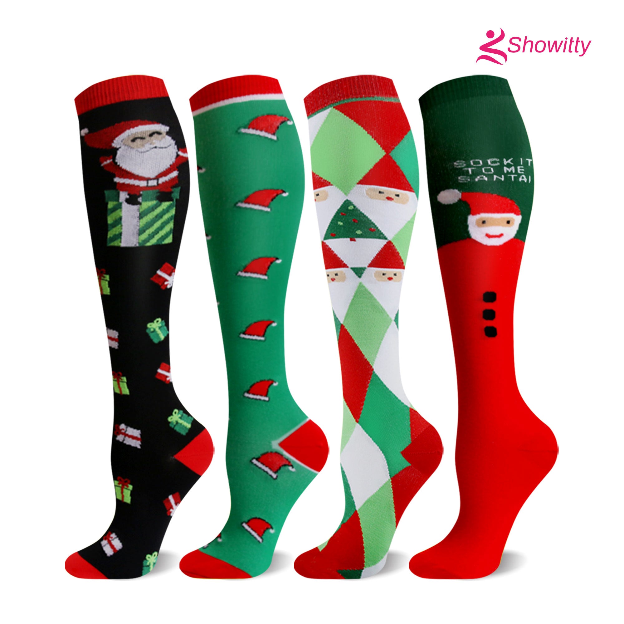 SHOWITTY 2/4 Pairs Plus Size Sports Socks for Women & Men - Knee High Stockings for Running, Hiking, Athletic, Daily & Travel