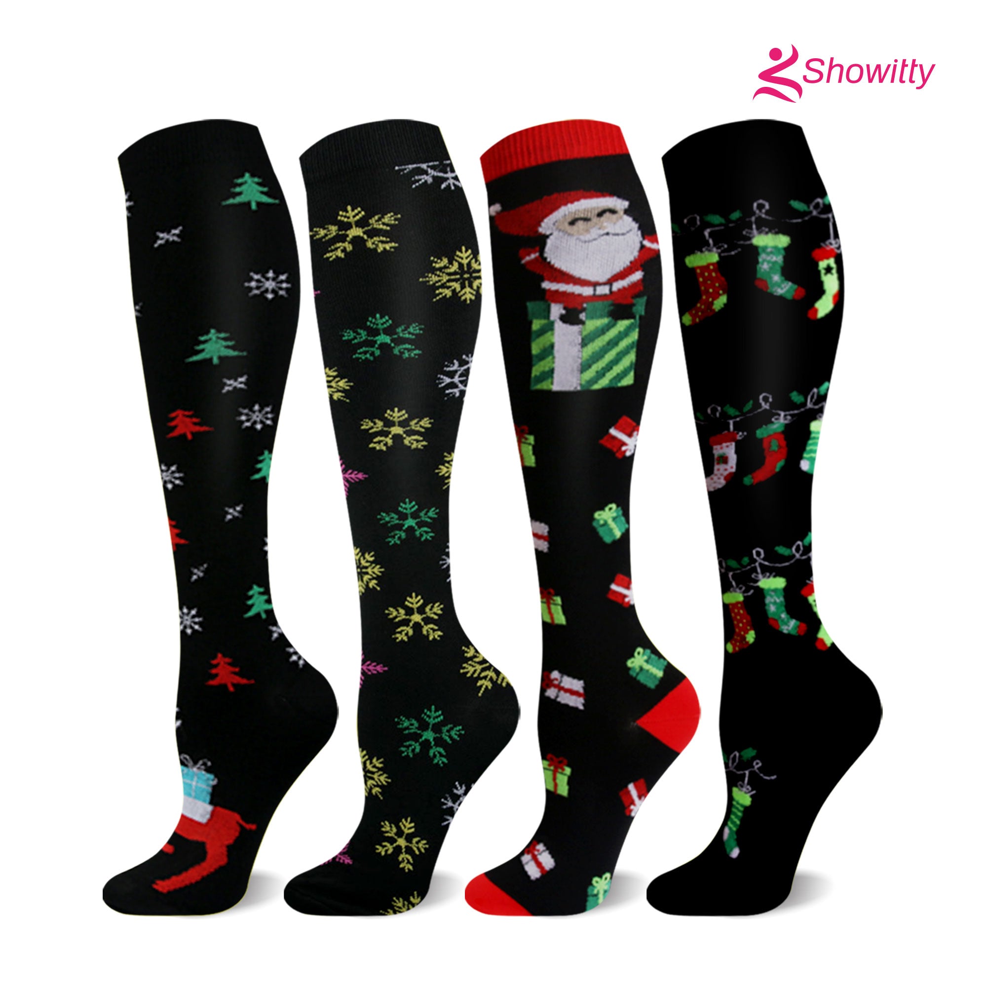 SHOWITTY 2/4 Pairs Plus Size Sports Socks for Women & Men - Knee High Stockings for Running, Hiking, Athletic, Daily & Travel