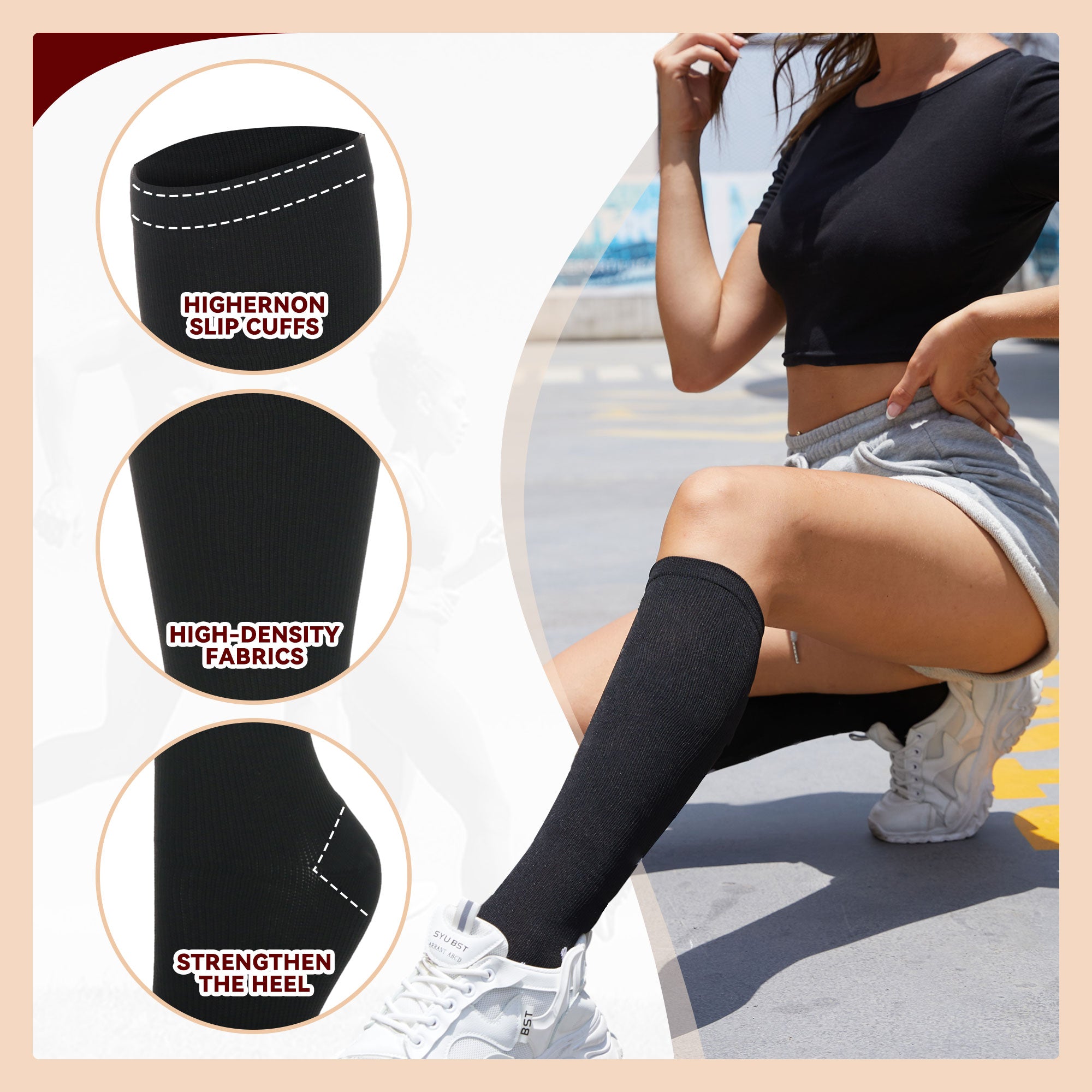 SHOWITTY 2/4 Pairs Plus Size Sports Socks for Women & Men - Knee High Stockings for Running, Hiking, Athletic, Daily & Travel