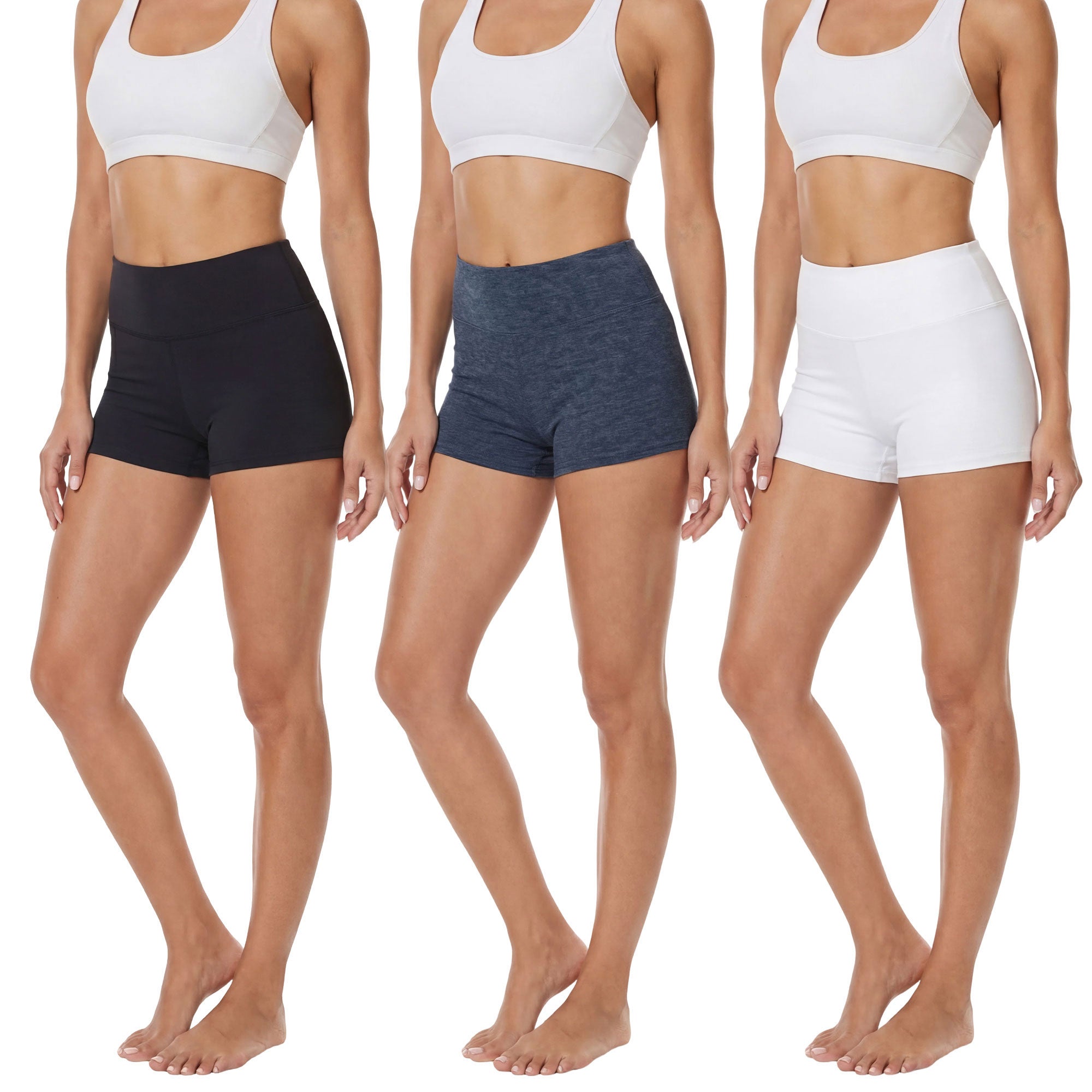 Showitty Women's Booty Yoga Shorts - 2" High Waisted Black Spandex Biker Shorts for Workout Dance Volleyball