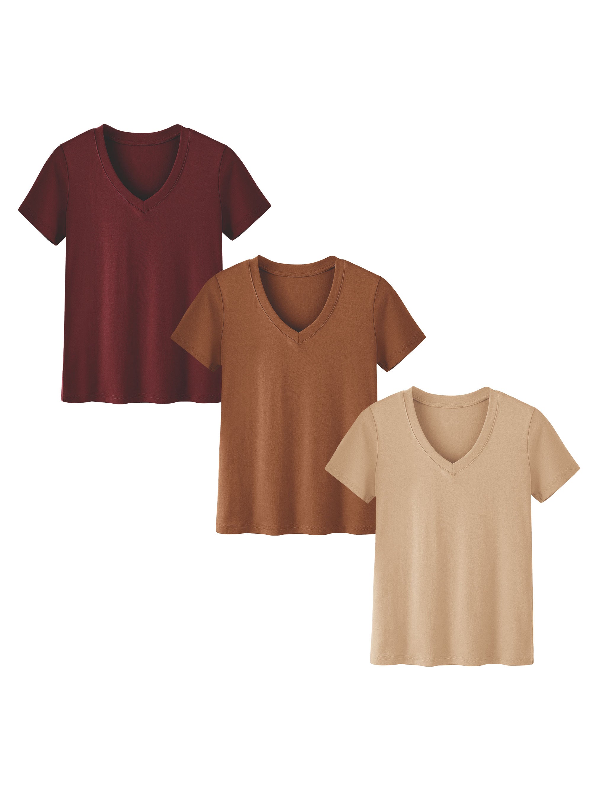 SHOWITTY 3-Pack Plus Size V-Neck T-Shirts for Women – Lightweight, Loose Fit Summer Essentials