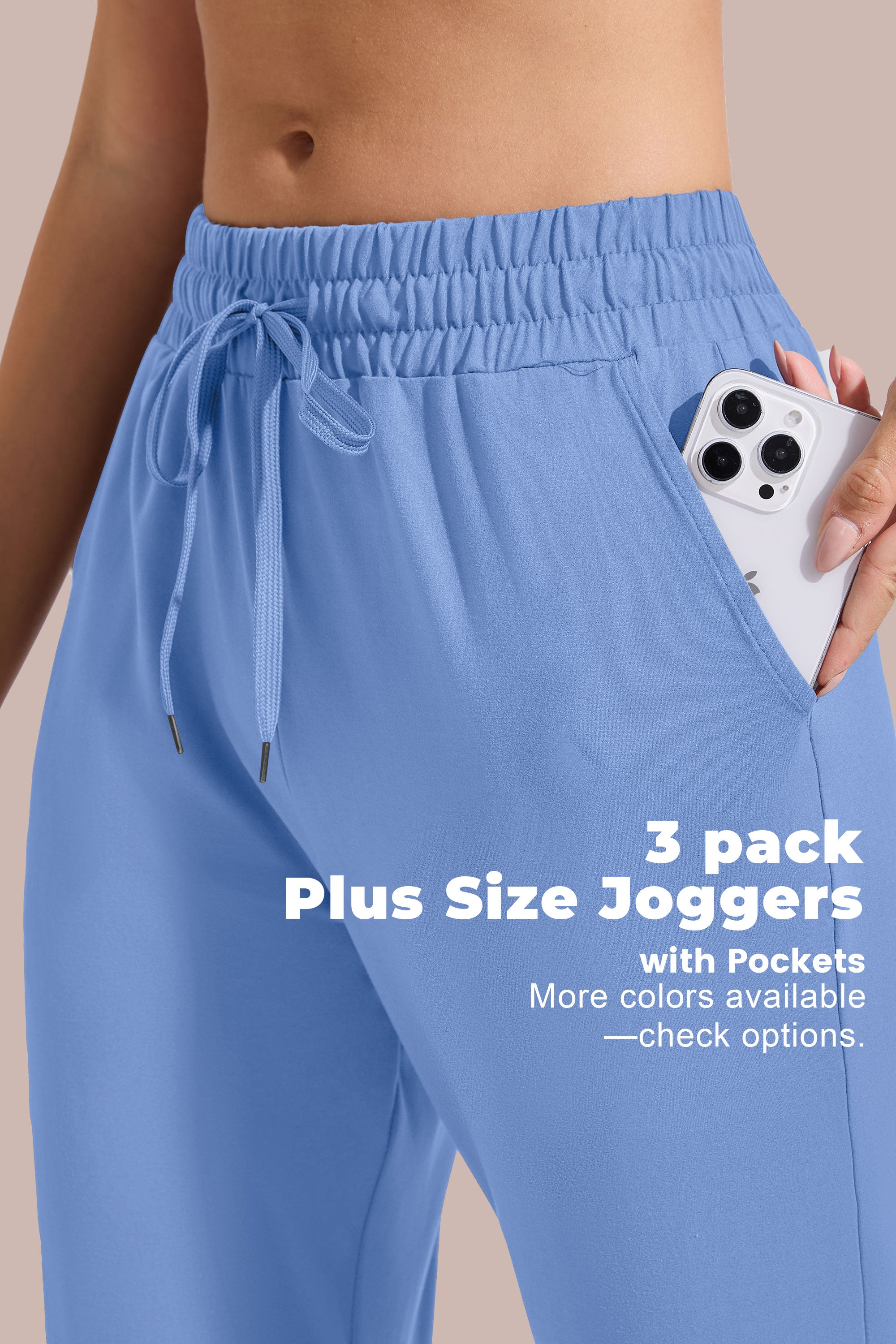 SHOWITTY Women’s 3-Pack Plus Size Jogger Pants – High-Waisted, Ultra-Soft Fabric with Deep Pockets for Daily Comfort & Movement