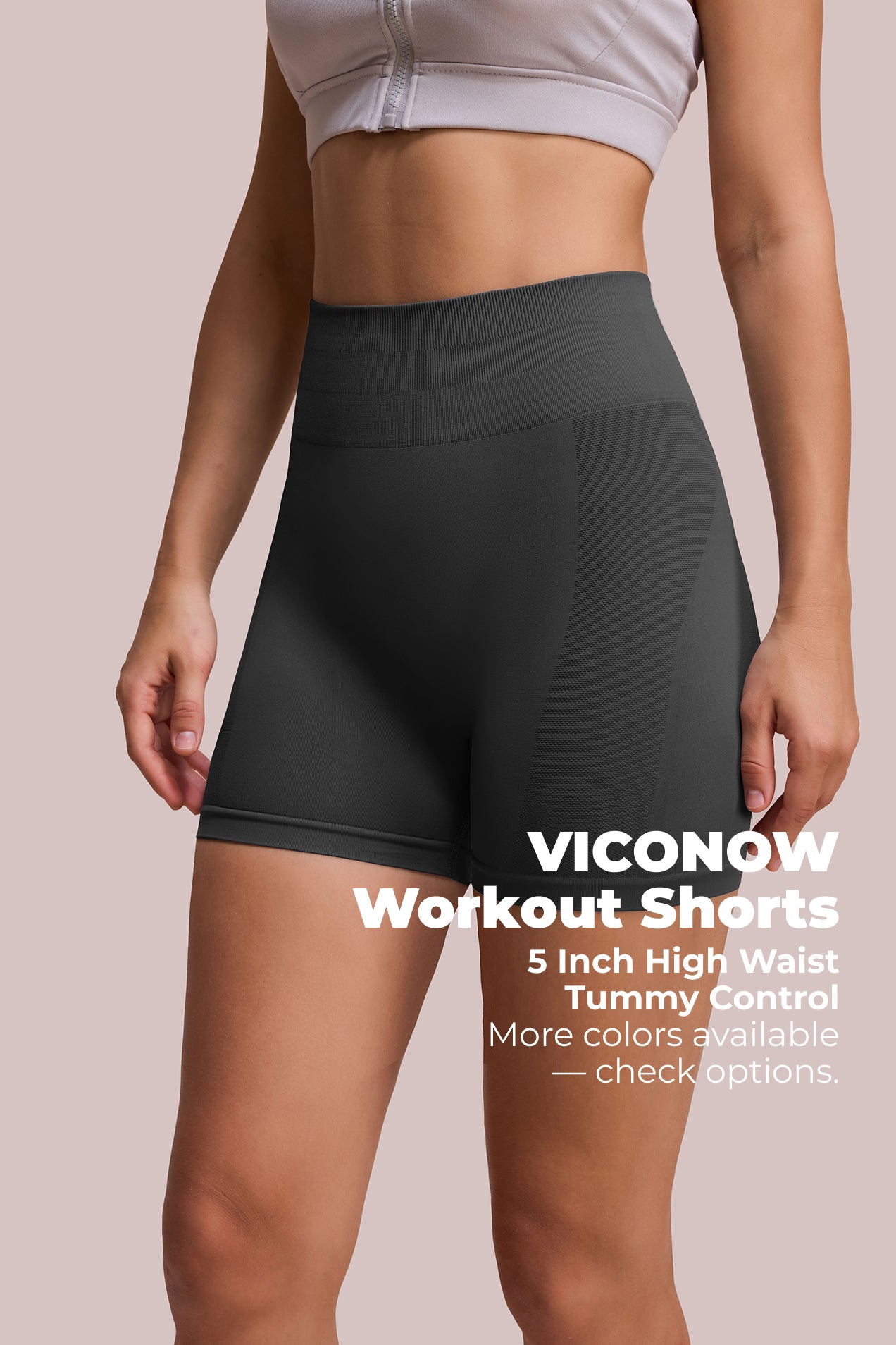 VICONOW Workout Shorts for Women - 5 Inch High Waist Tummy Control Bike Shorts for Gym Workout Athletic Running Yoga