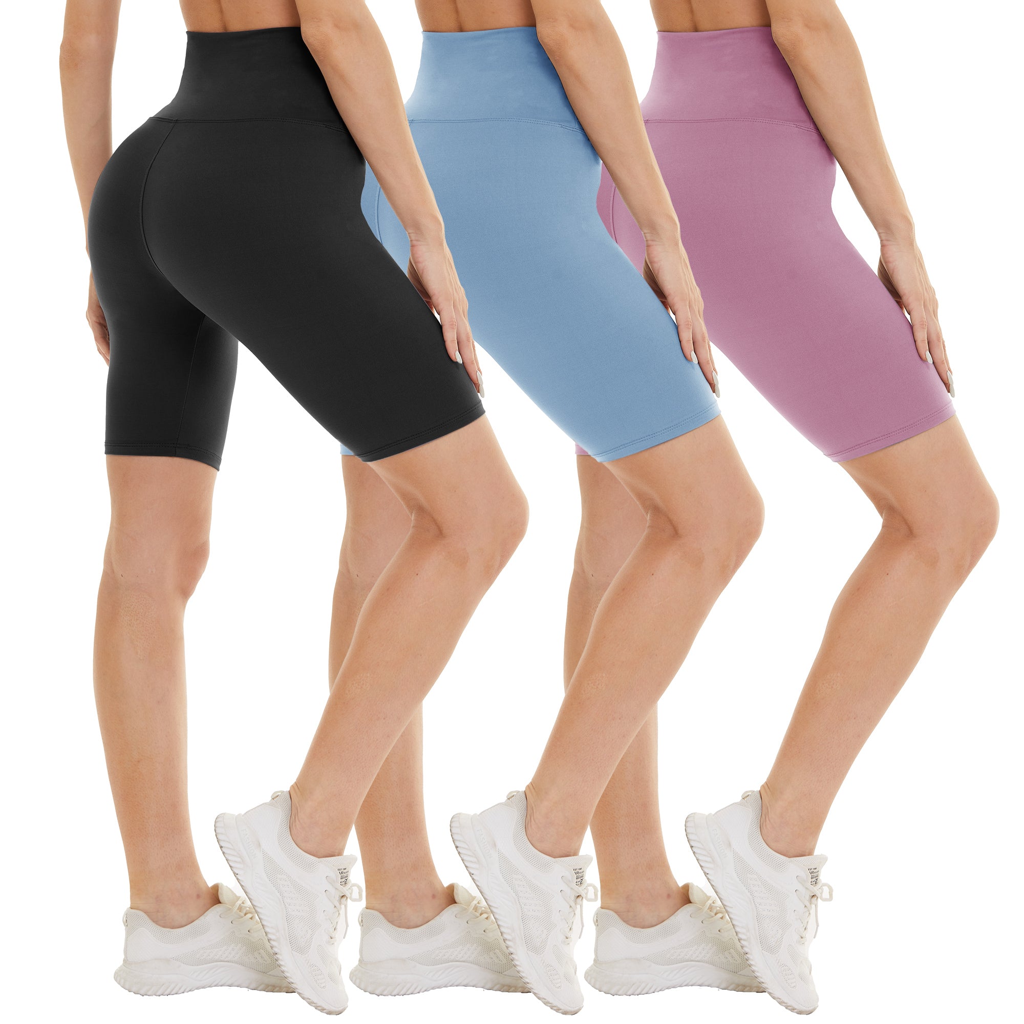 SHOWITTY 3 Pack 8" Biker Shorts for Women(Reg & Plus Size)