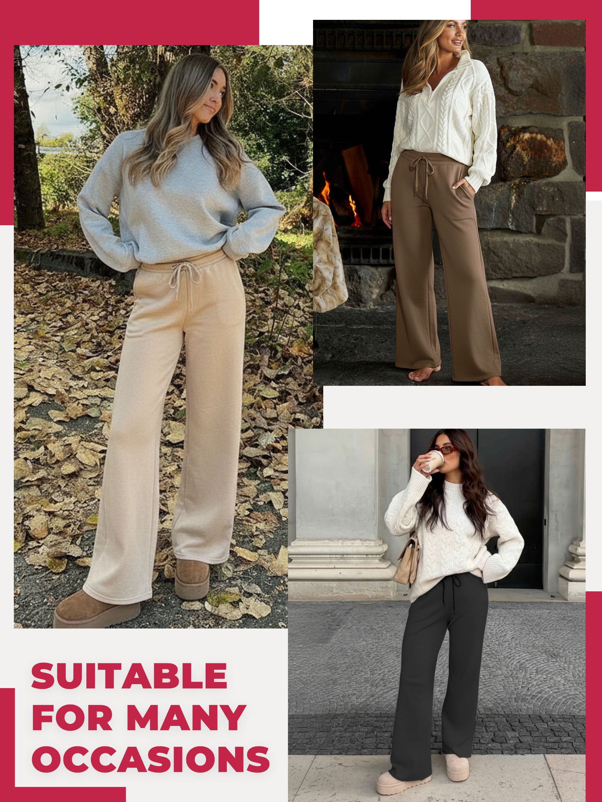 SHOWITTY Fleece-Lined Wide-Leg Sweatpants | Warm, Cozy & Effortlessly Chic