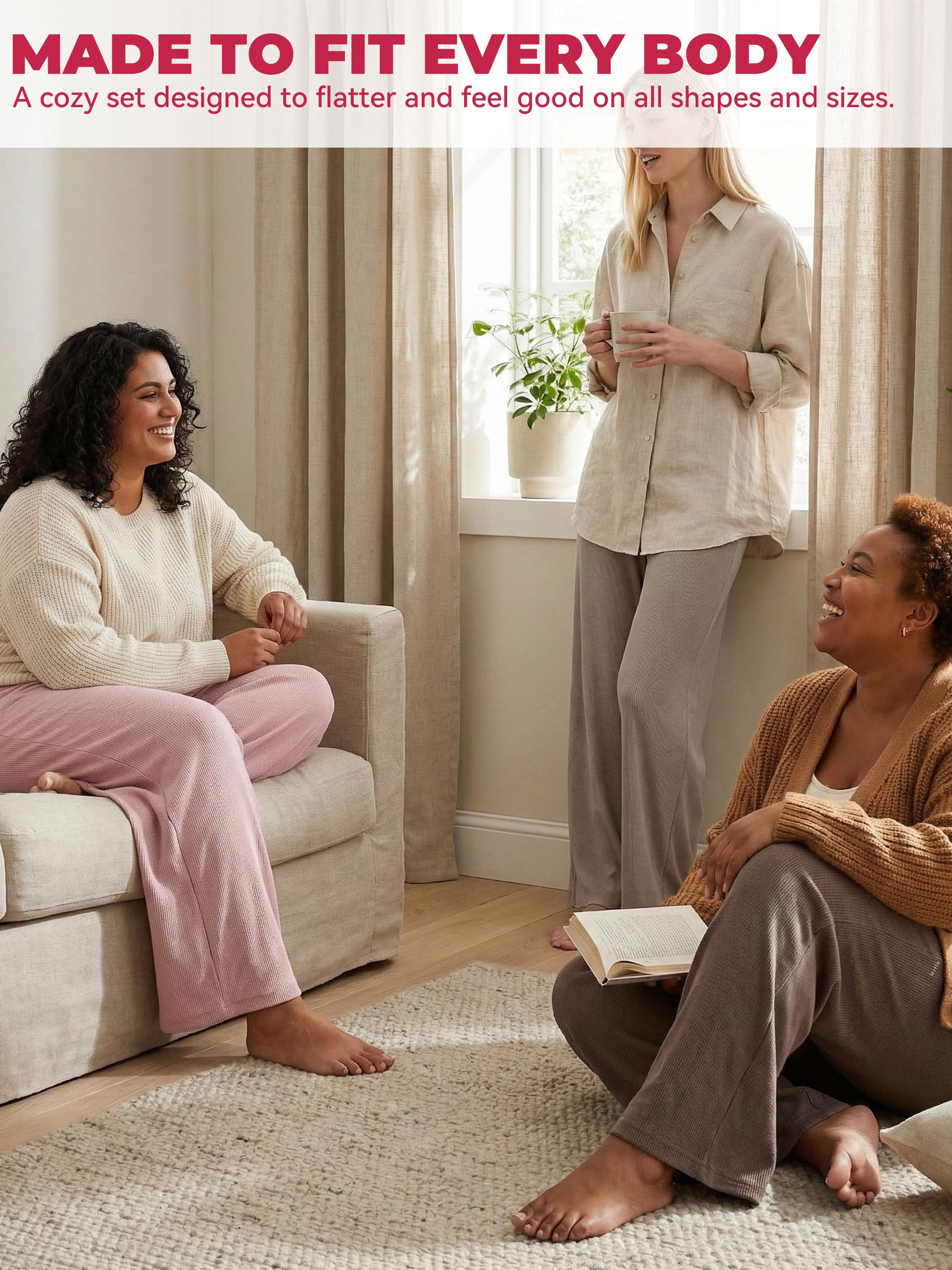 SHOWITTY Women’s Knit Wide Leg Lounge Pants – Soft, Breathable, High-Waisted Travel & Everyday Comfort