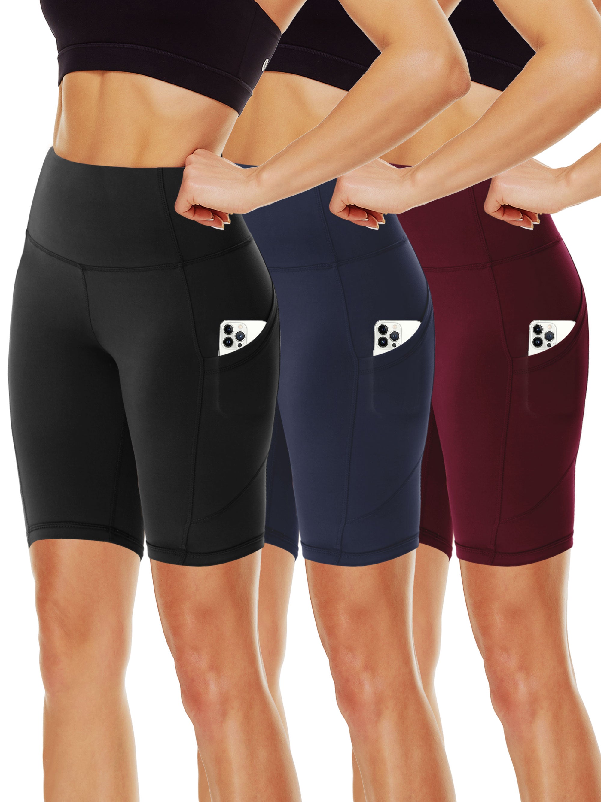 SHOWITTY 3-Pack 11" High Waist Plus Size Biker Shorts for Women – With Pockets