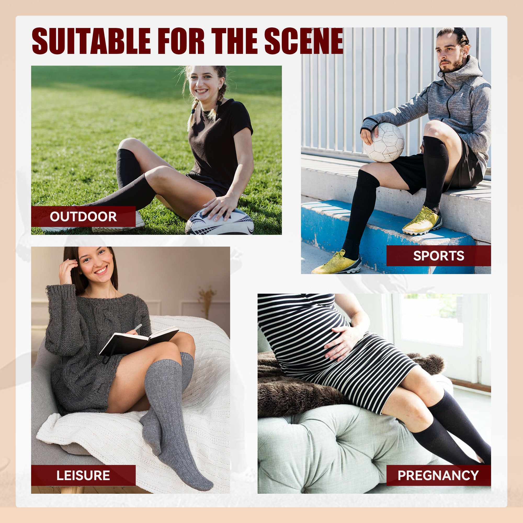 SHOWITTY 2/4 Pairs Plus Size Sports Socks for Women & Men - Knee High Stockings for Running, Hiking, Athletic, Daily & Travel